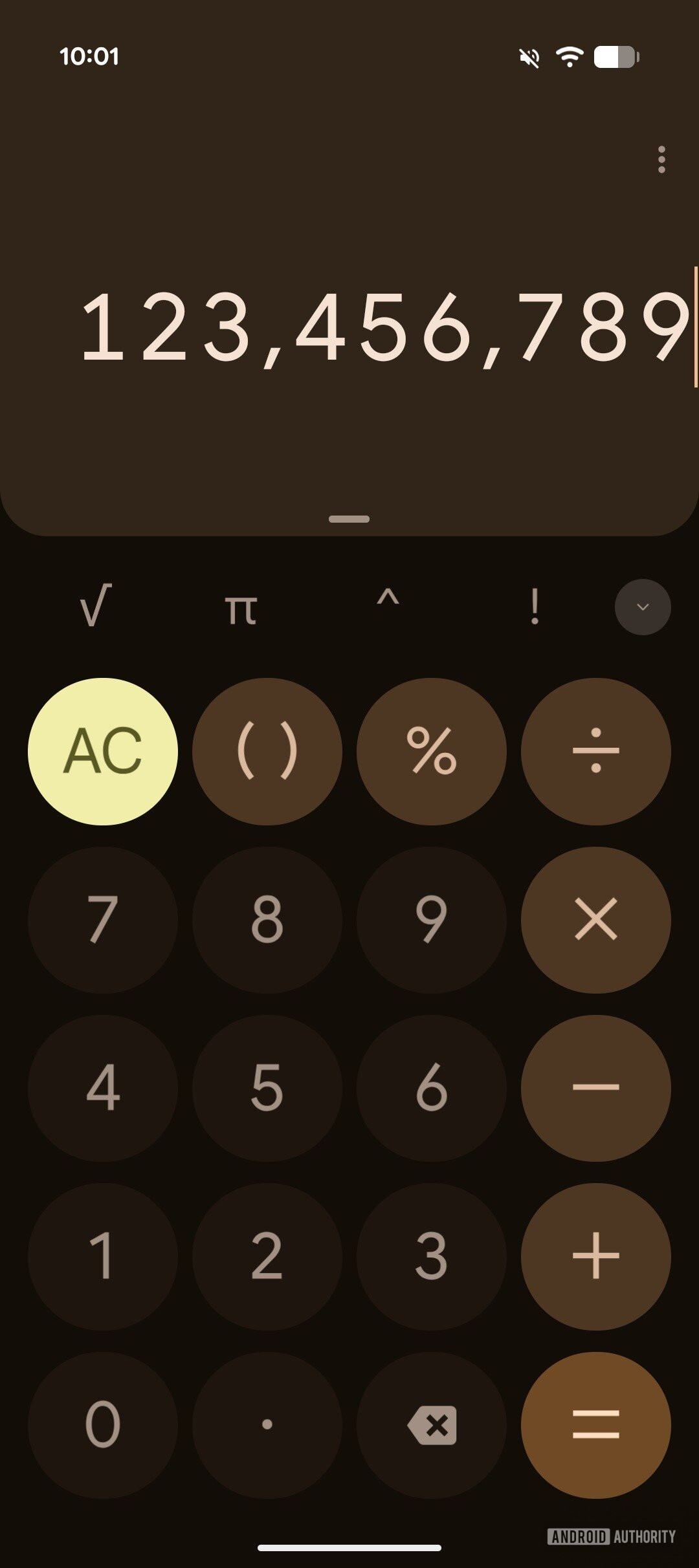 Calculadora do google modo escuro de design antigo