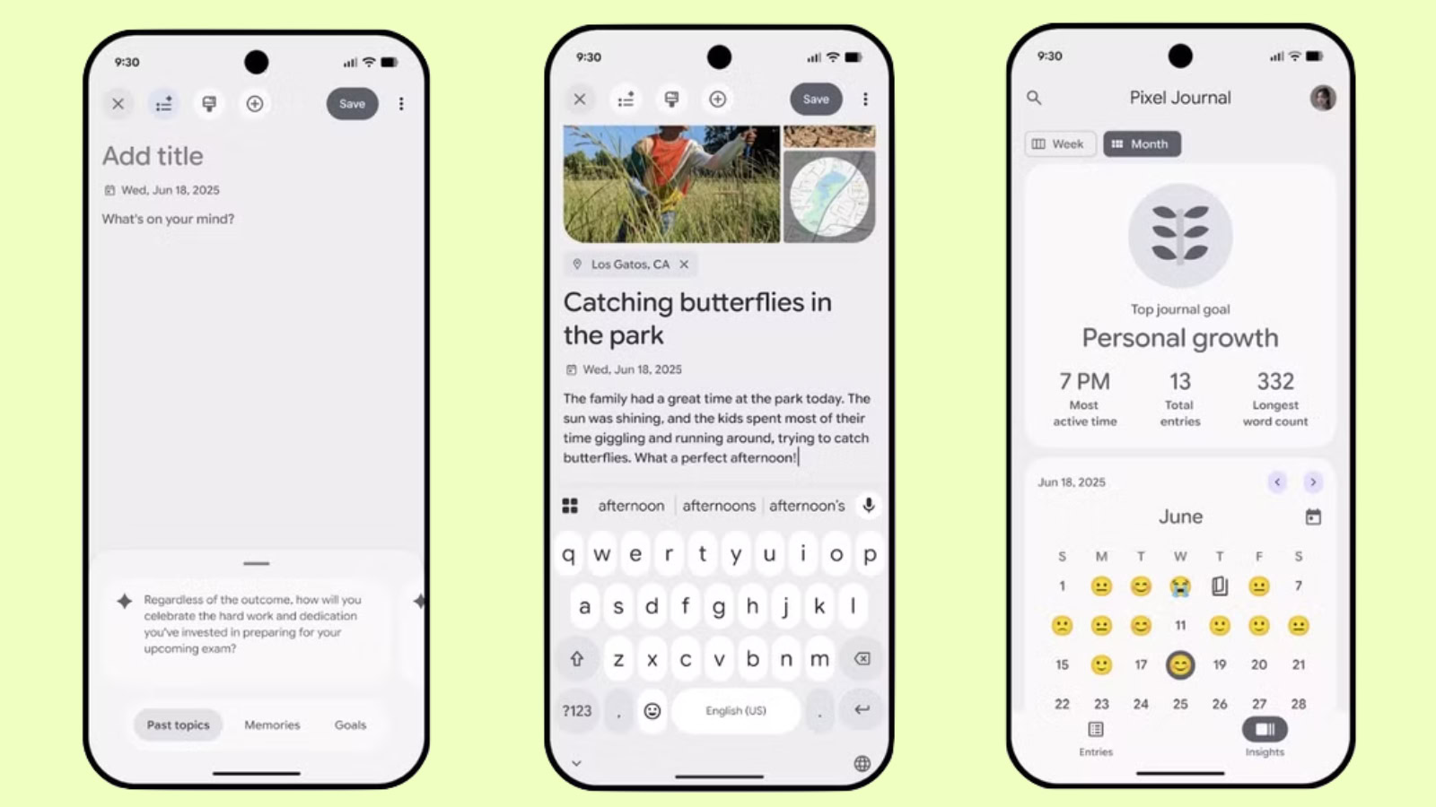 Google Pixel Journal App Renders Oficial renderiza o aplicativo Pixel Journal.