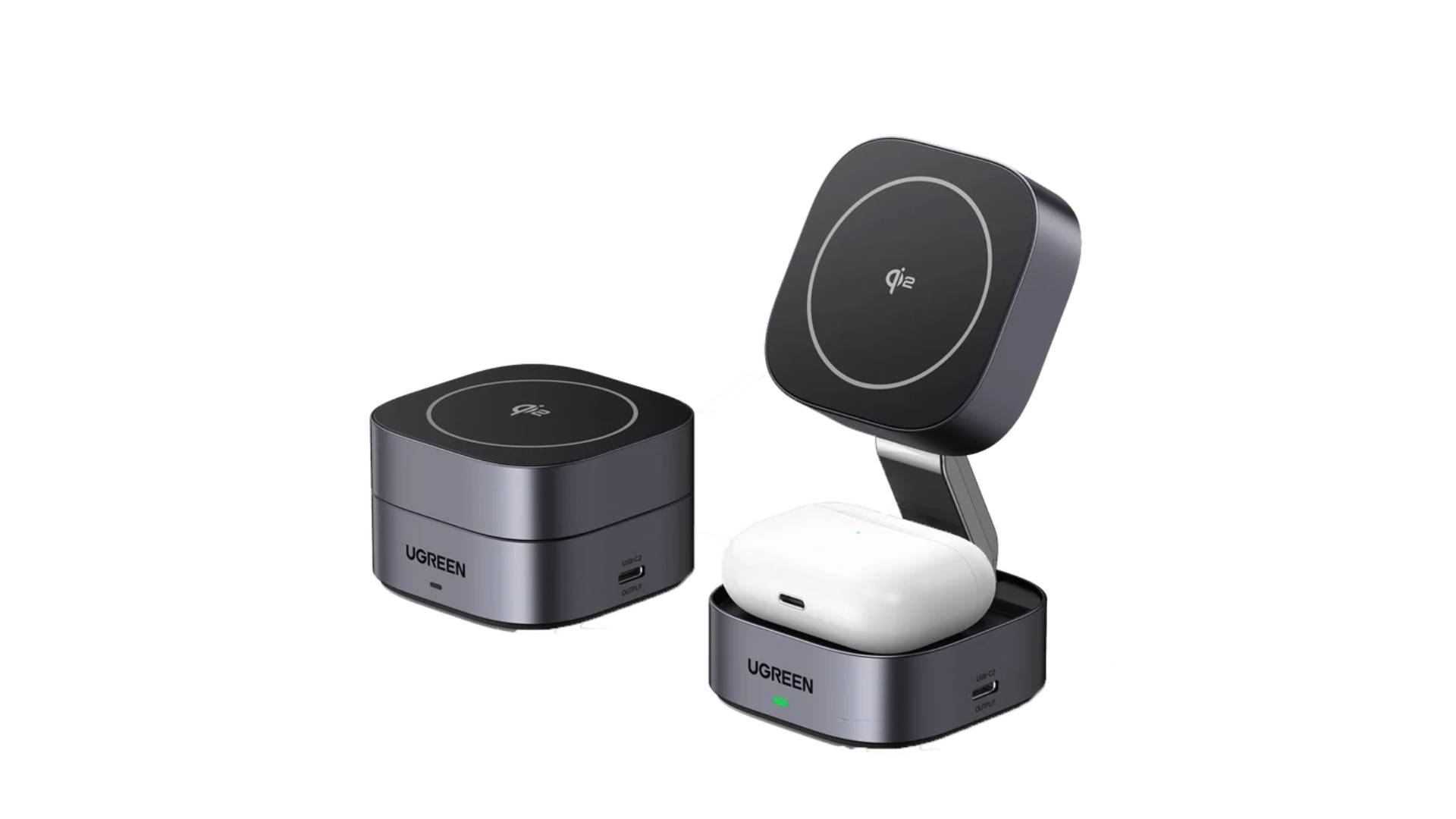 Estação de carregamento rápido de Ugreen 2 em 1 Estação de carregamento rápido de Ugreen 2 em 1 com qi2 e magsafe