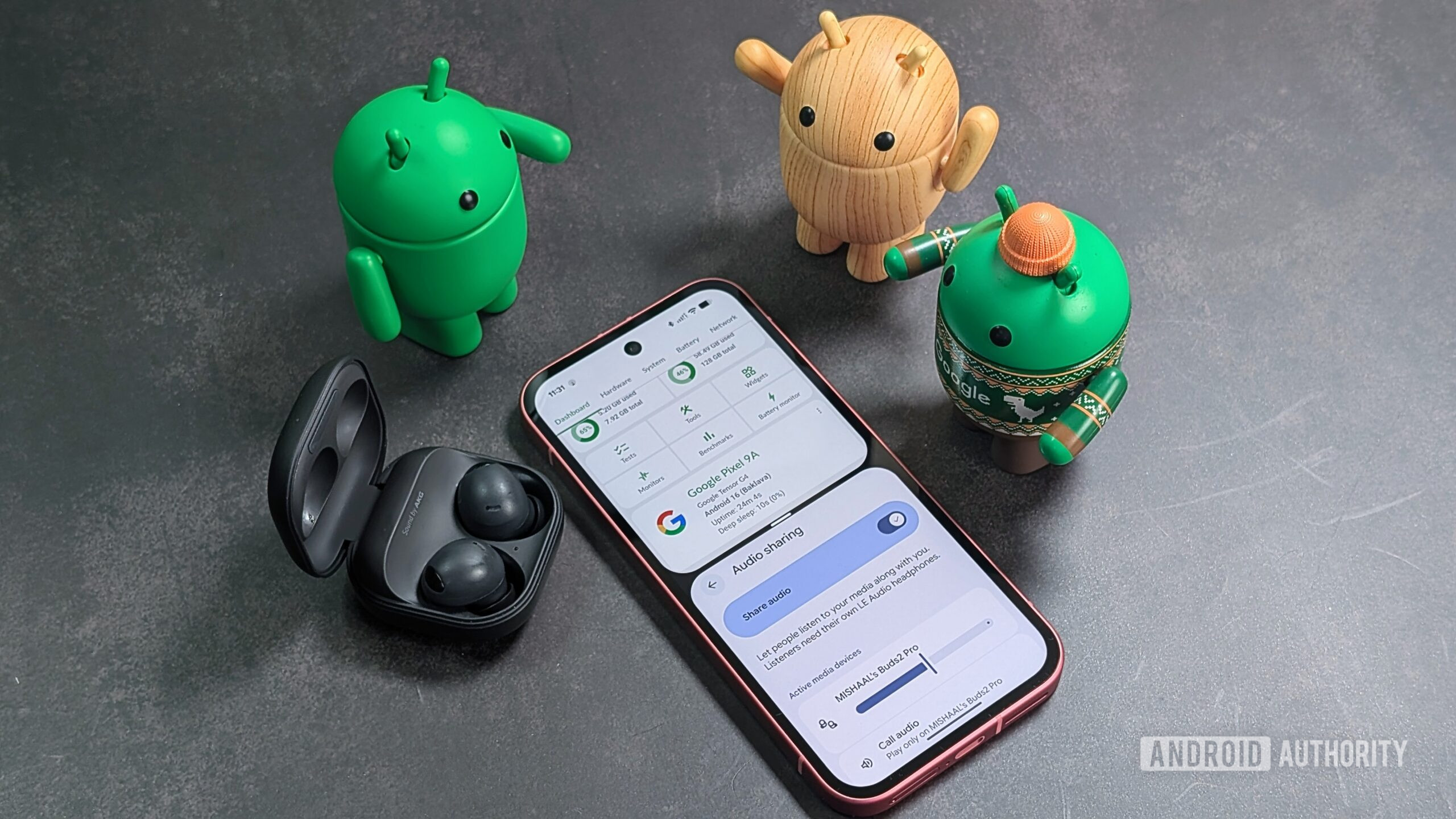 Auracast em um pixel 9A emparelhado com o Galaxy Buds 2 Pro