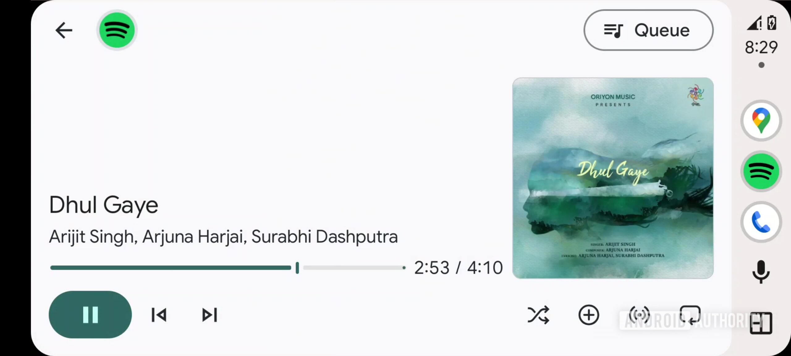 Spotify no Android Auto usando a nova interface do usuário de mídia modelo (4)