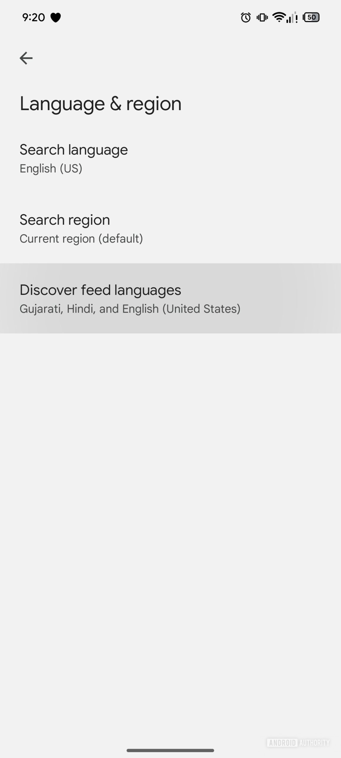 Google Discover Feed Languages ​​Option