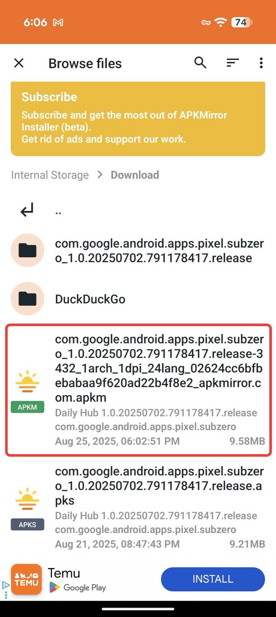 pixel 10 screenshot diariamente hub instalar apk 1