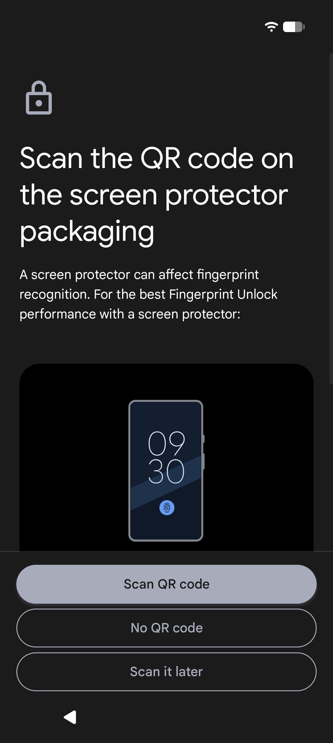 Google Pixel 10 Impressão digital Protetor de tela qr Scan de código