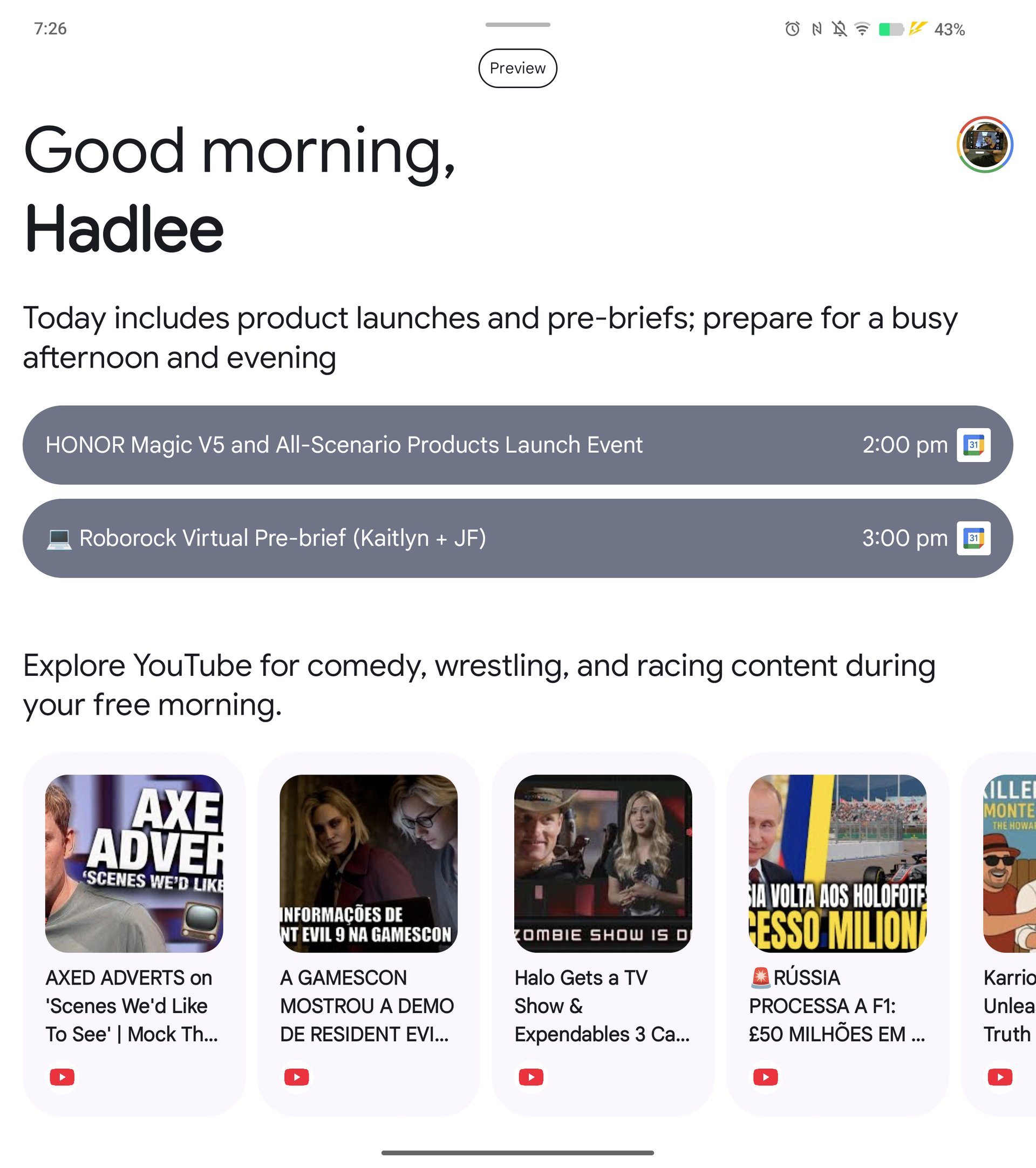 Hub diário na tela Vivo x dobra 5 dobragem