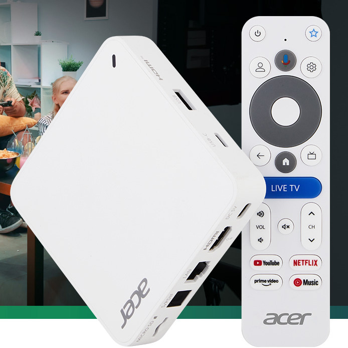 Acer 4K Google TV Box com portas Acer 4K Google TV Box com portas