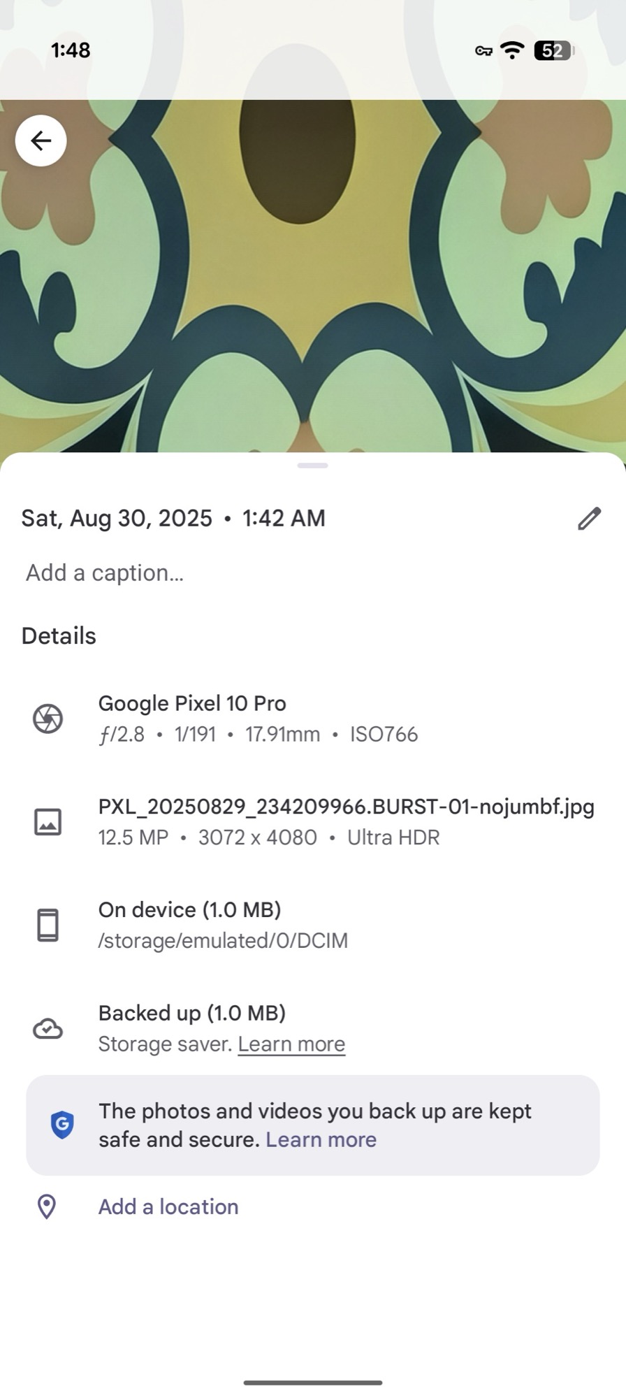 Google Pixel 10 Pro Screenshot 100x ai no c2pa jumbf