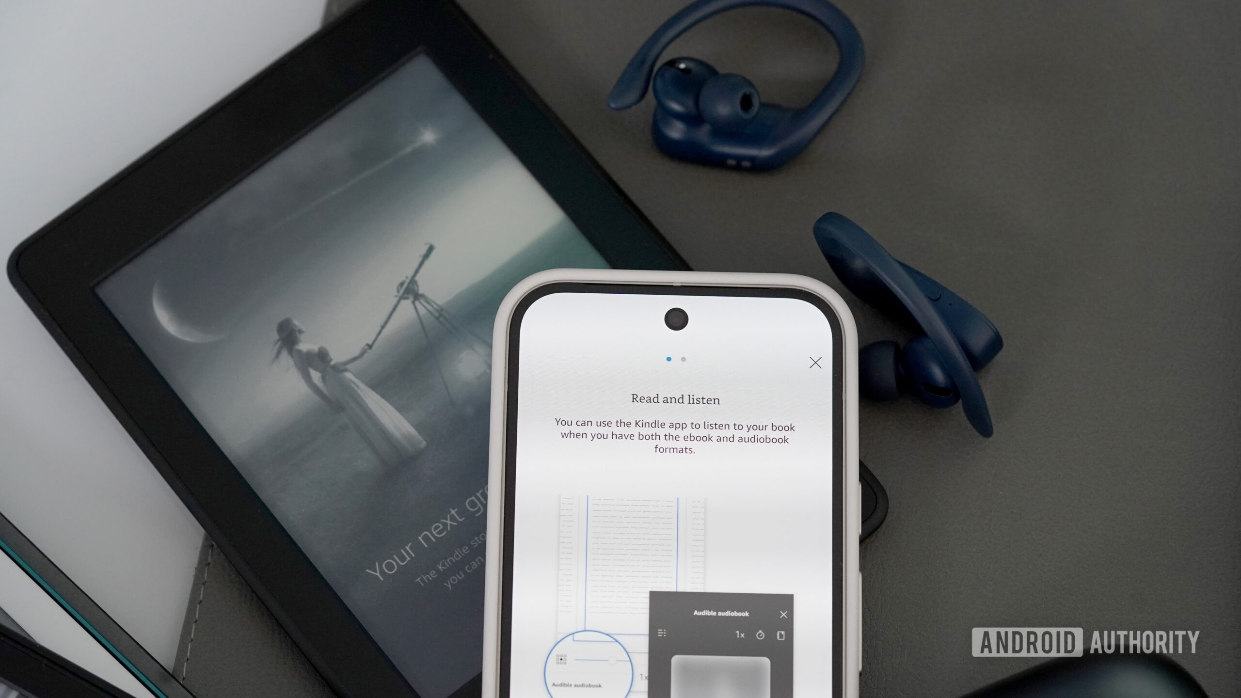 O Kindle também oferece sincronização automática para audiolivros audíveis.