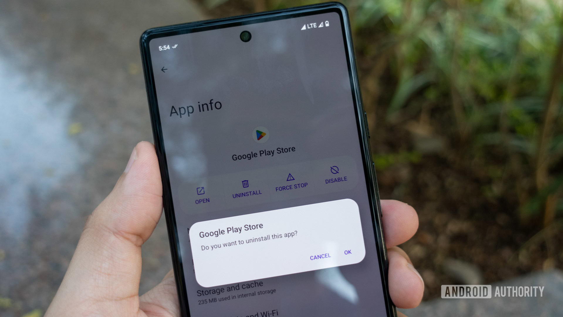 Grapheneos desinstalar caixa de diálogo da Play Store