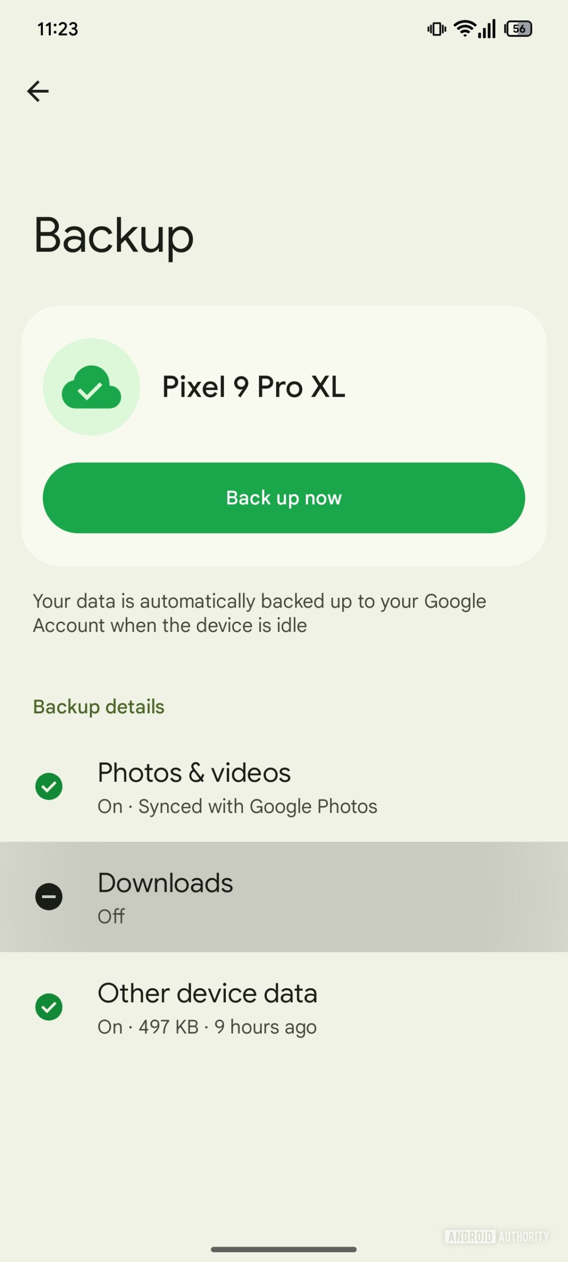 Downloads de backup do Android 1