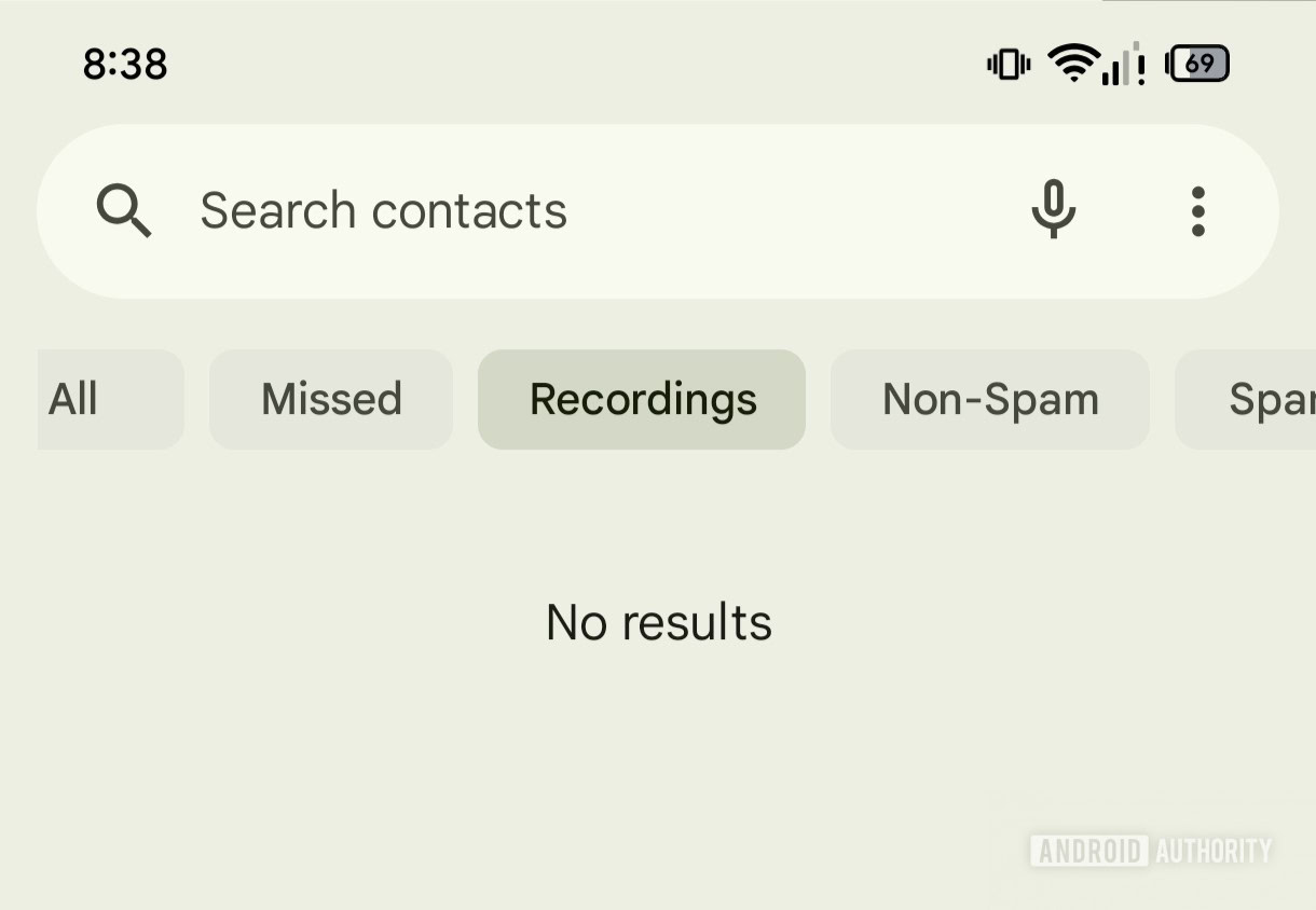 Pesquisa gravada do Google Phone