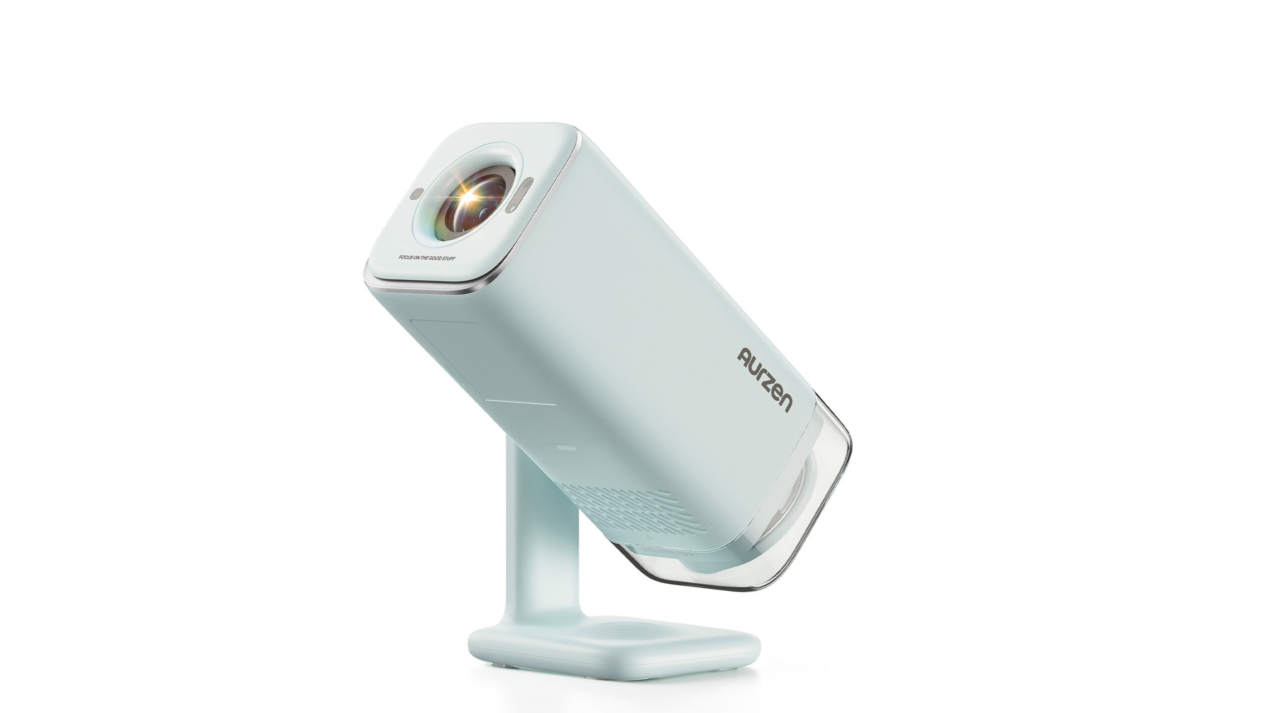 O Aurzen Boom Features um Gimbal embutido e o Google TV.