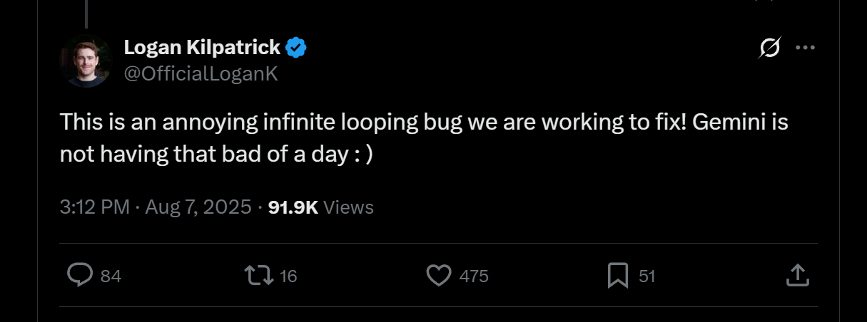 Logan Kilpatrick Resposta ao Bug Gemini Logan Kilpatrick Resposta ao Bug Gemini