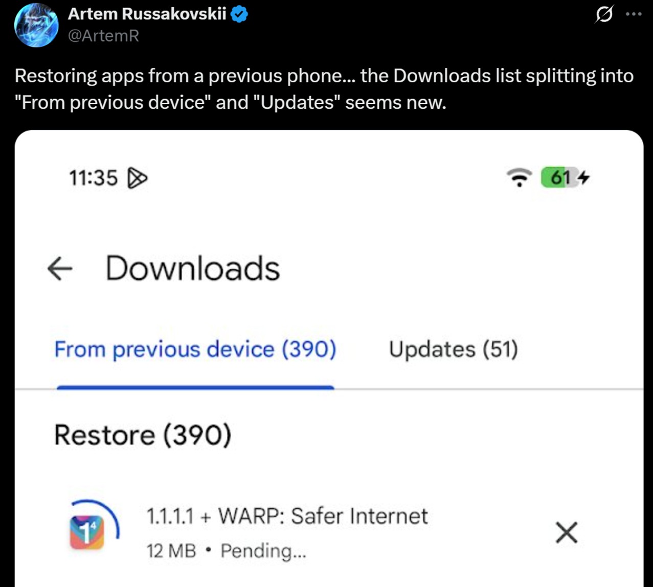 Downloads da loja do Google Play mostrando da lista de dispositivos anteriores Downloads da loja do Google Play mostrando da lista de dispositivos anteriores