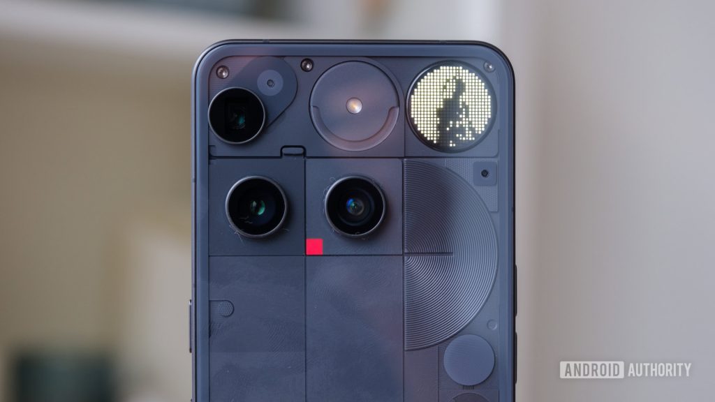Nada telefone 3 pegou amostras de câmera fingidas