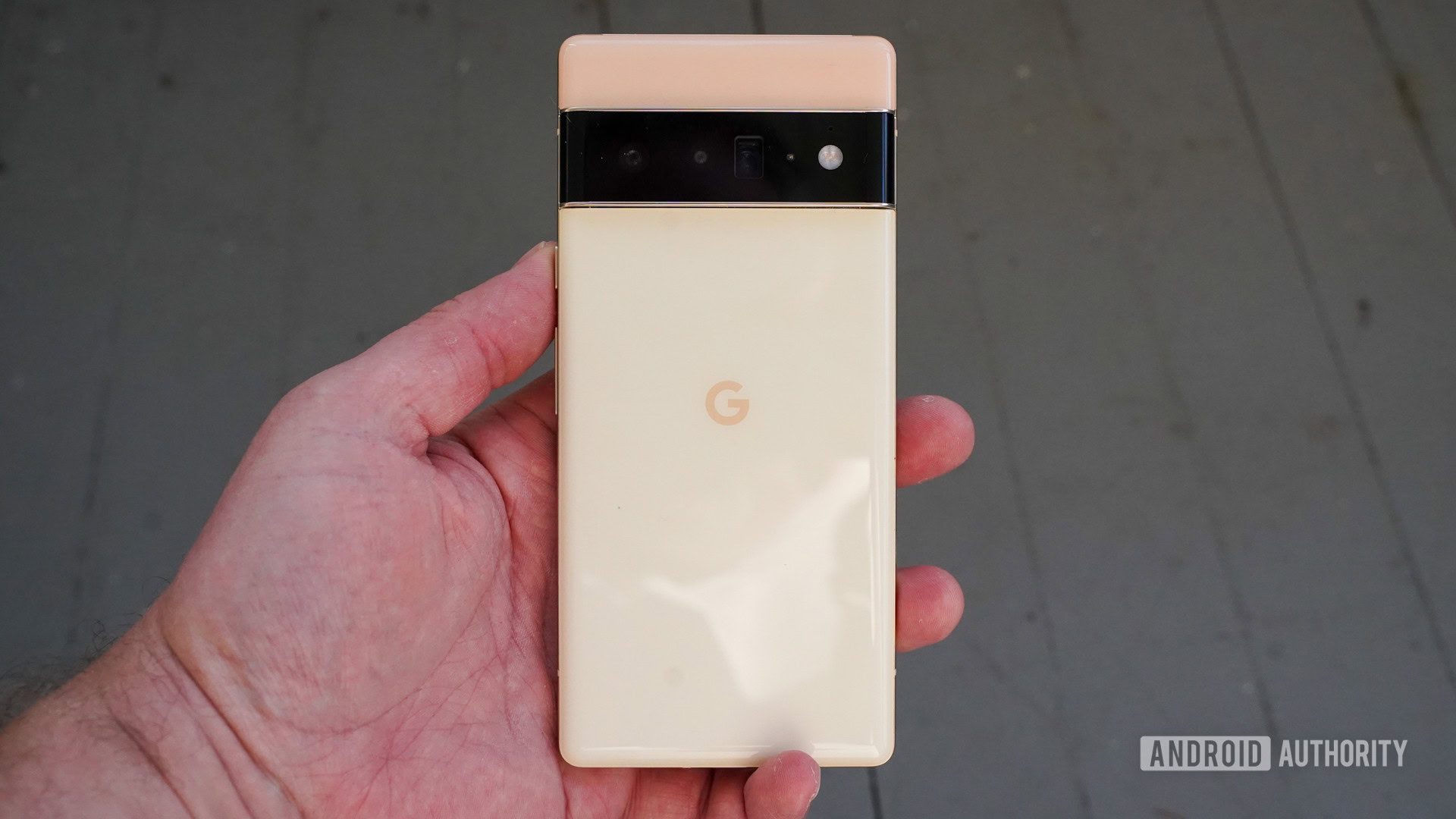 Painel traseiro do Google Pixel 6 Pro na mão
