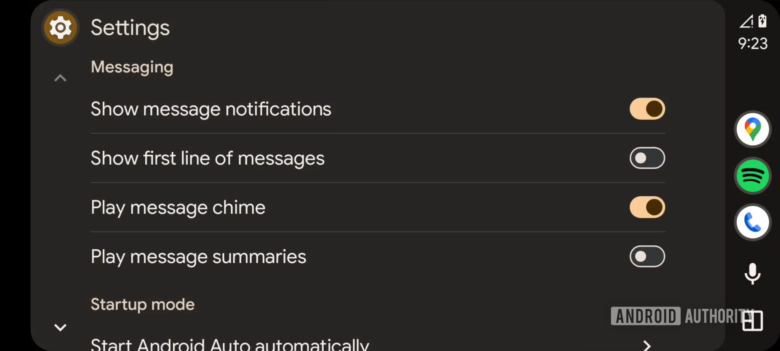 Android Auto Corrente Cores Dark Modo