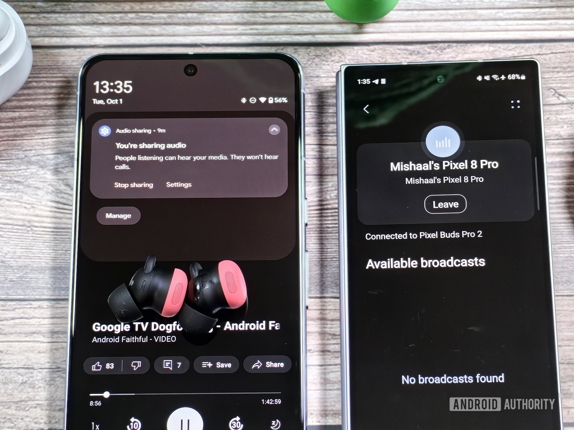 Ouvindo um fluxo de Auracast com o Pixel Buds Pro 2