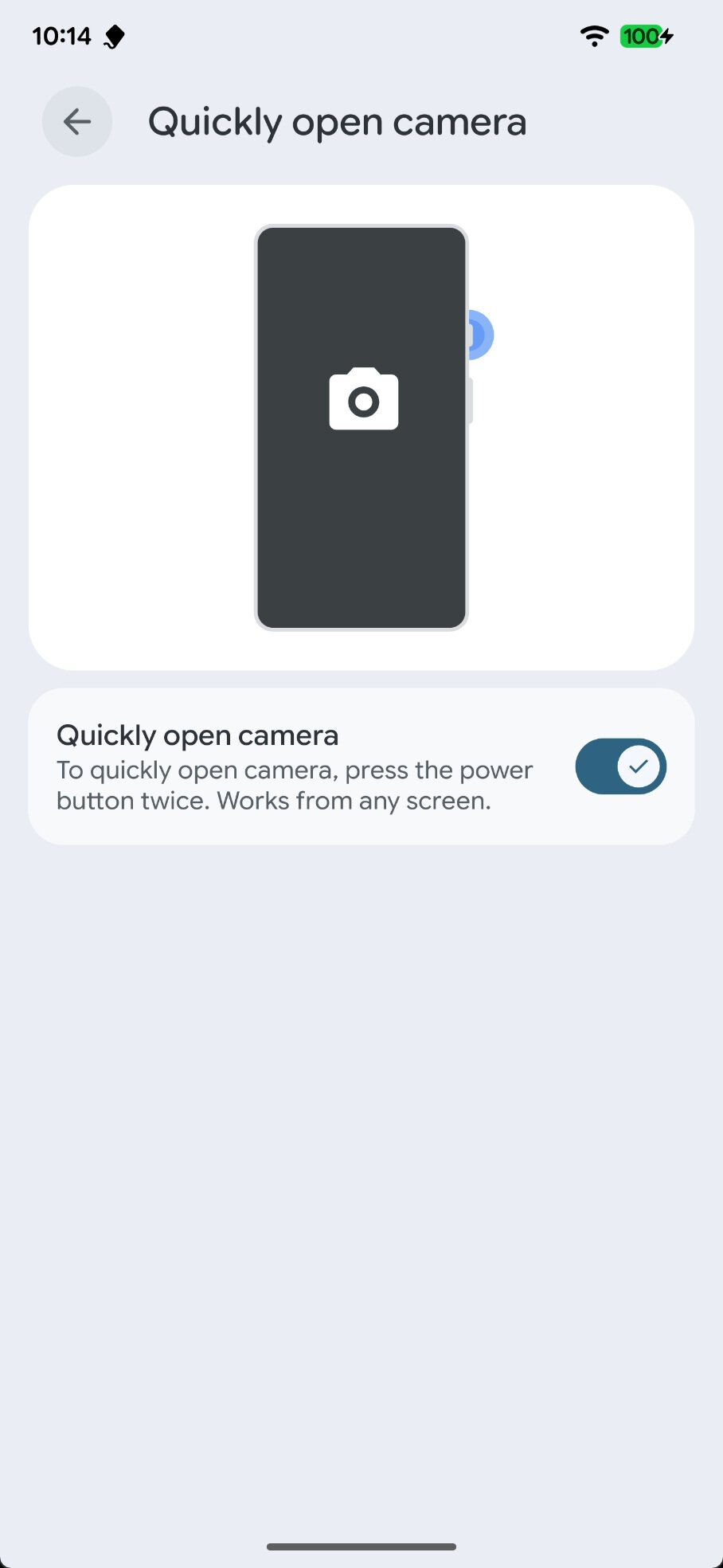 Abra rapidamente as configurações da câmera no Android 16 no Pixel 7 Pro