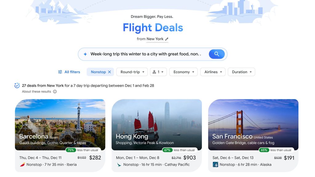 Ofertas de voo é a mais recente ferramenta do Google para ajudá -lo a economizar dinheiro em viagens