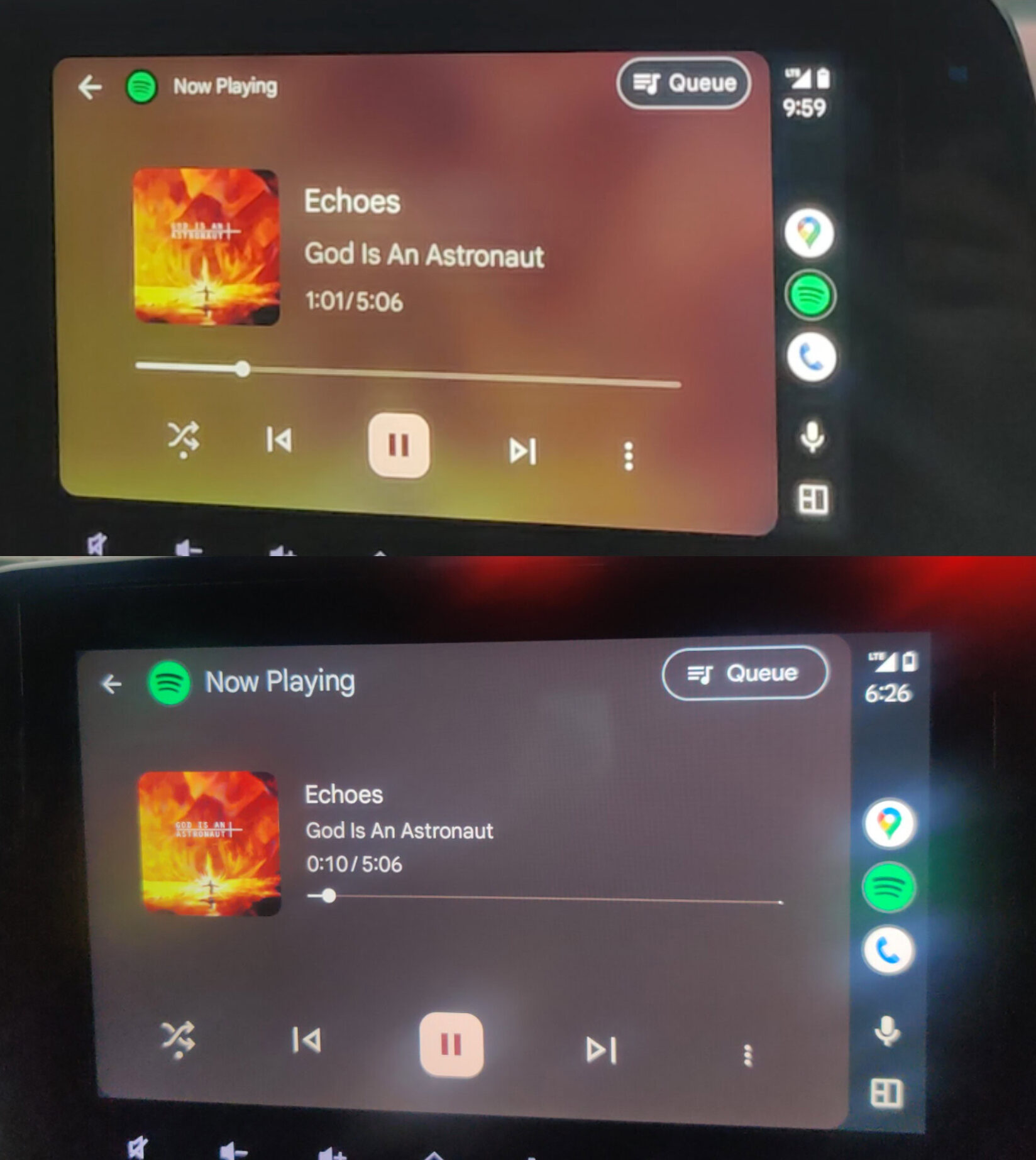 Interface de tocador de música atualizada automática do Android Interface de tocador de música atualizada automática do Android