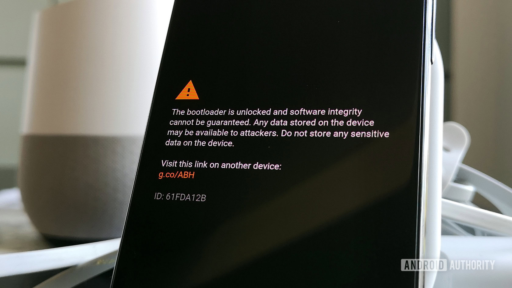 Mensagem de aviso exibida assim que o Google Pixel 3 Bootloader for desbloqueado