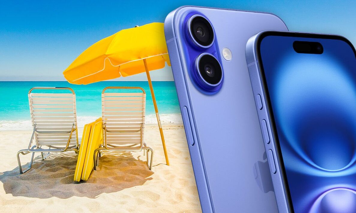 Cadeiras de praia e um iPhone 16