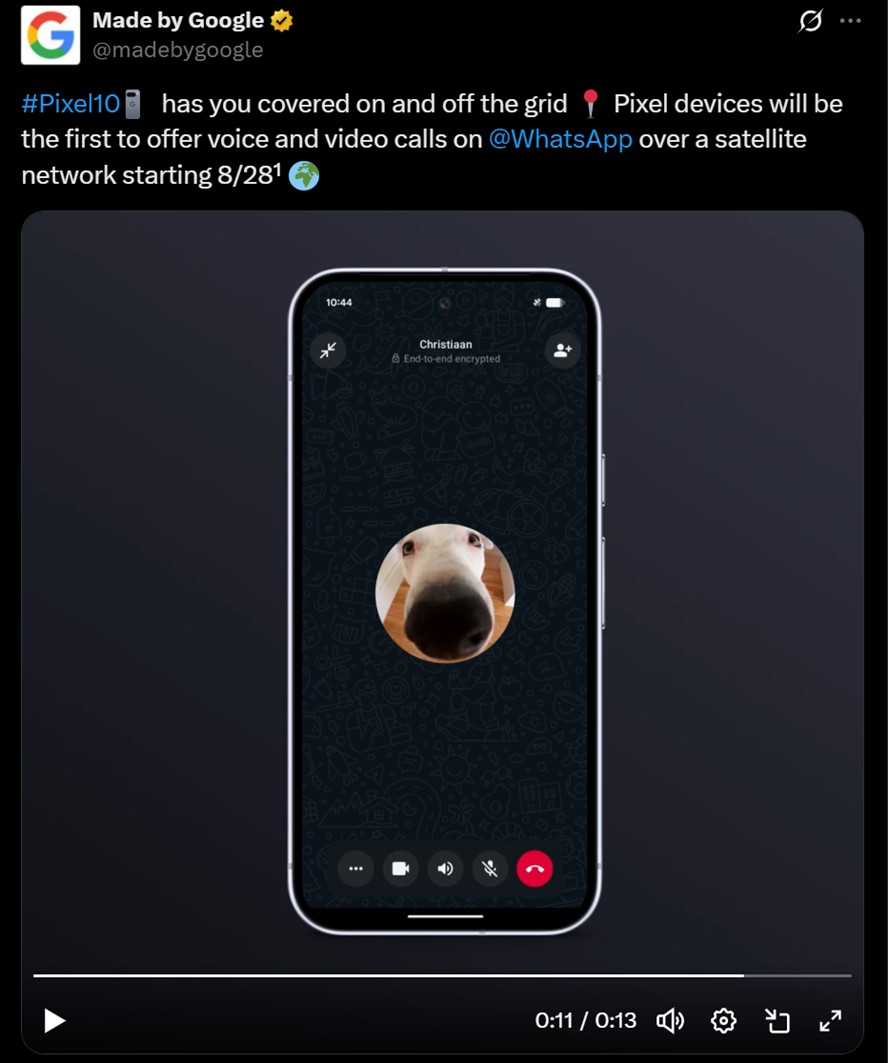 Pixel 10 WhatsApp Chamadas Satellite feitas pelo Google x Post Pixel 10 WhatsApp Chamadas Satellite feitas pelo Google x Post
