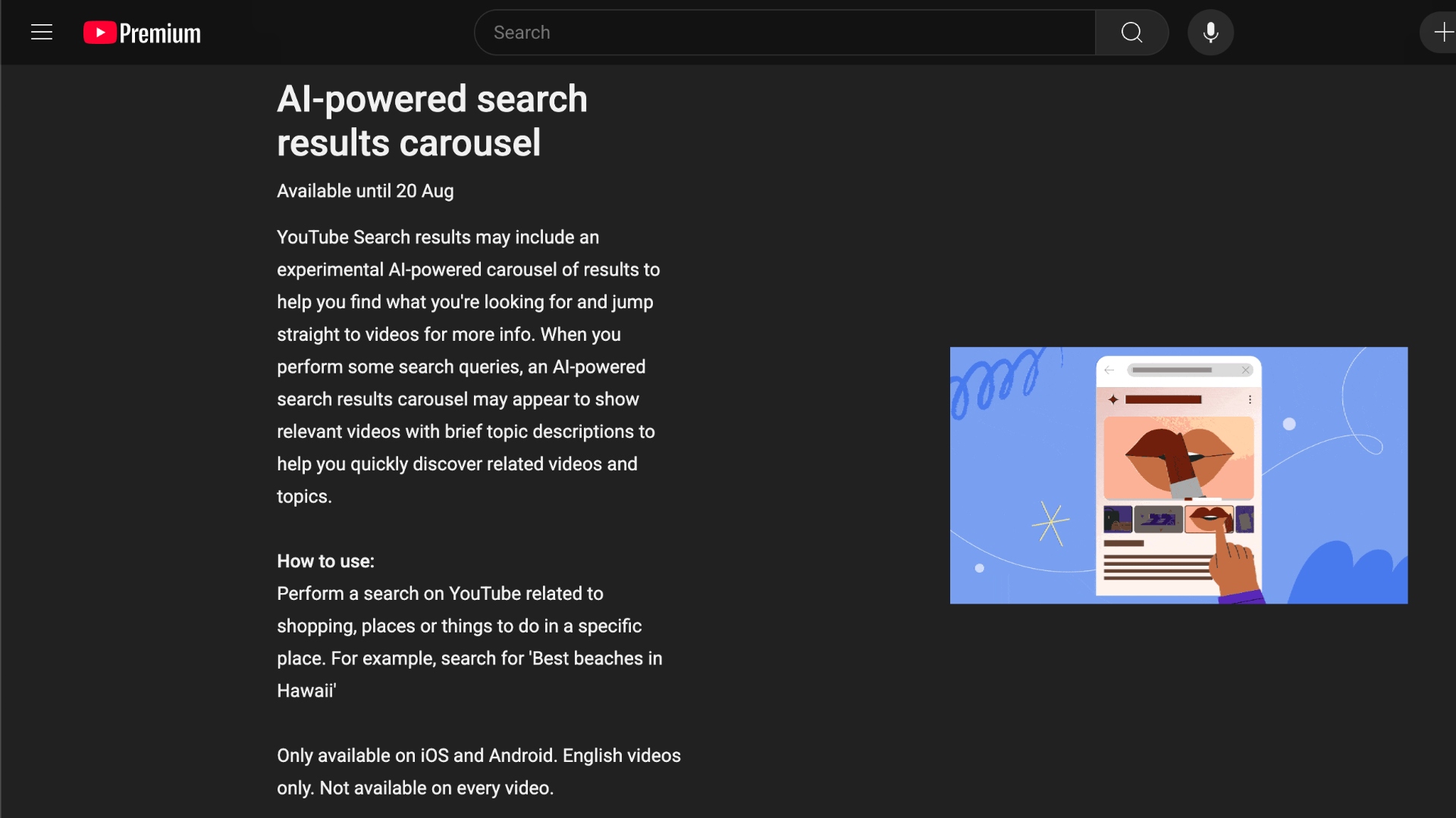 YouTube AI Search Carousel