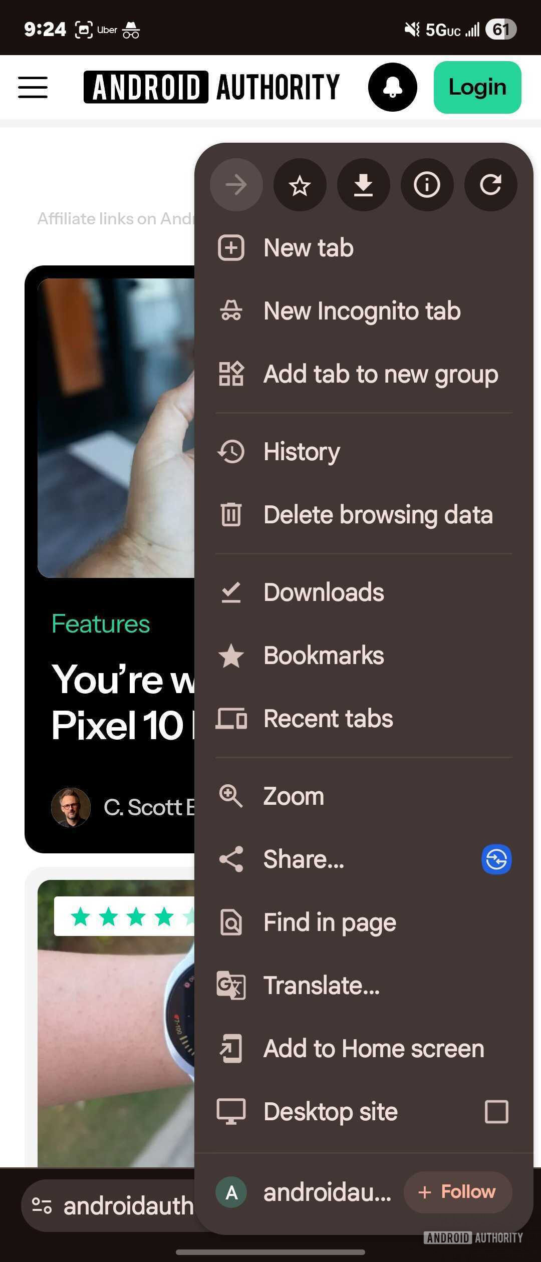 Menu de três pontos no Chrome.