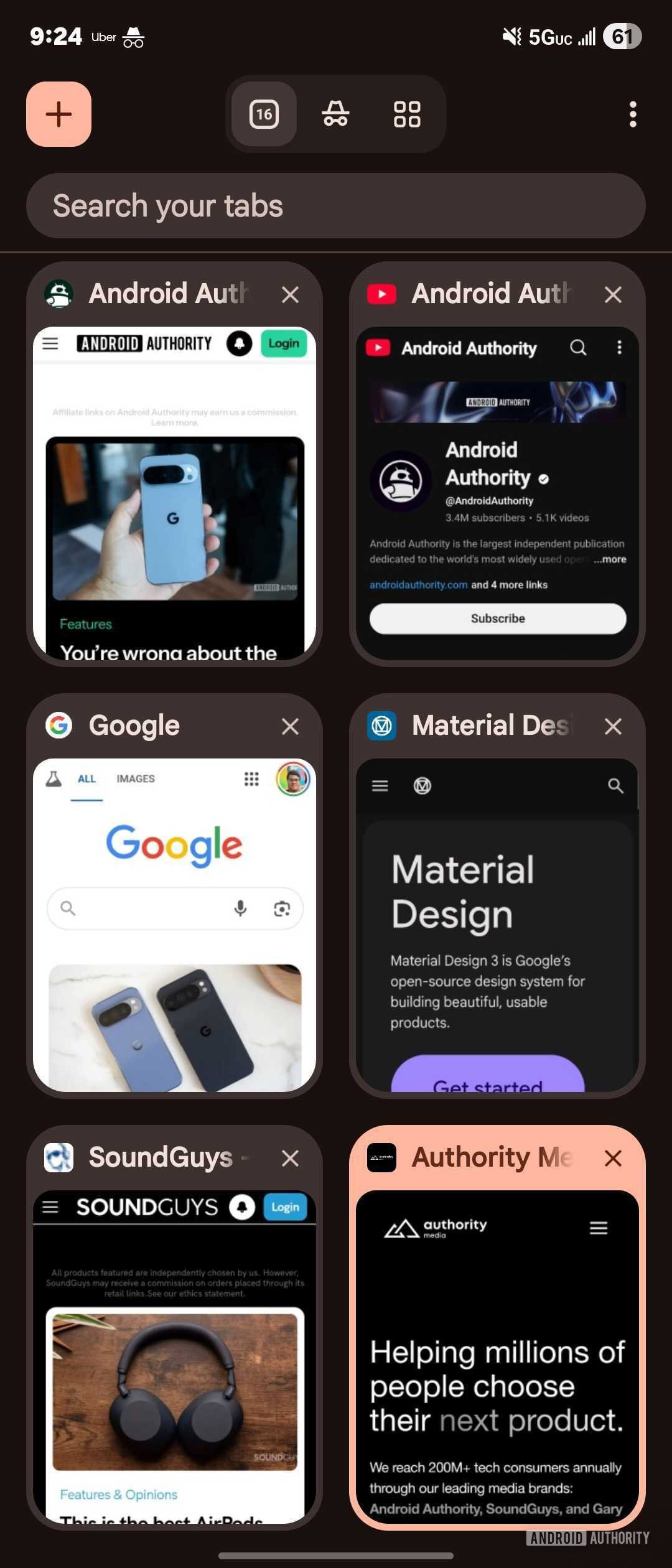 Janela de grão do Chrome da guia.