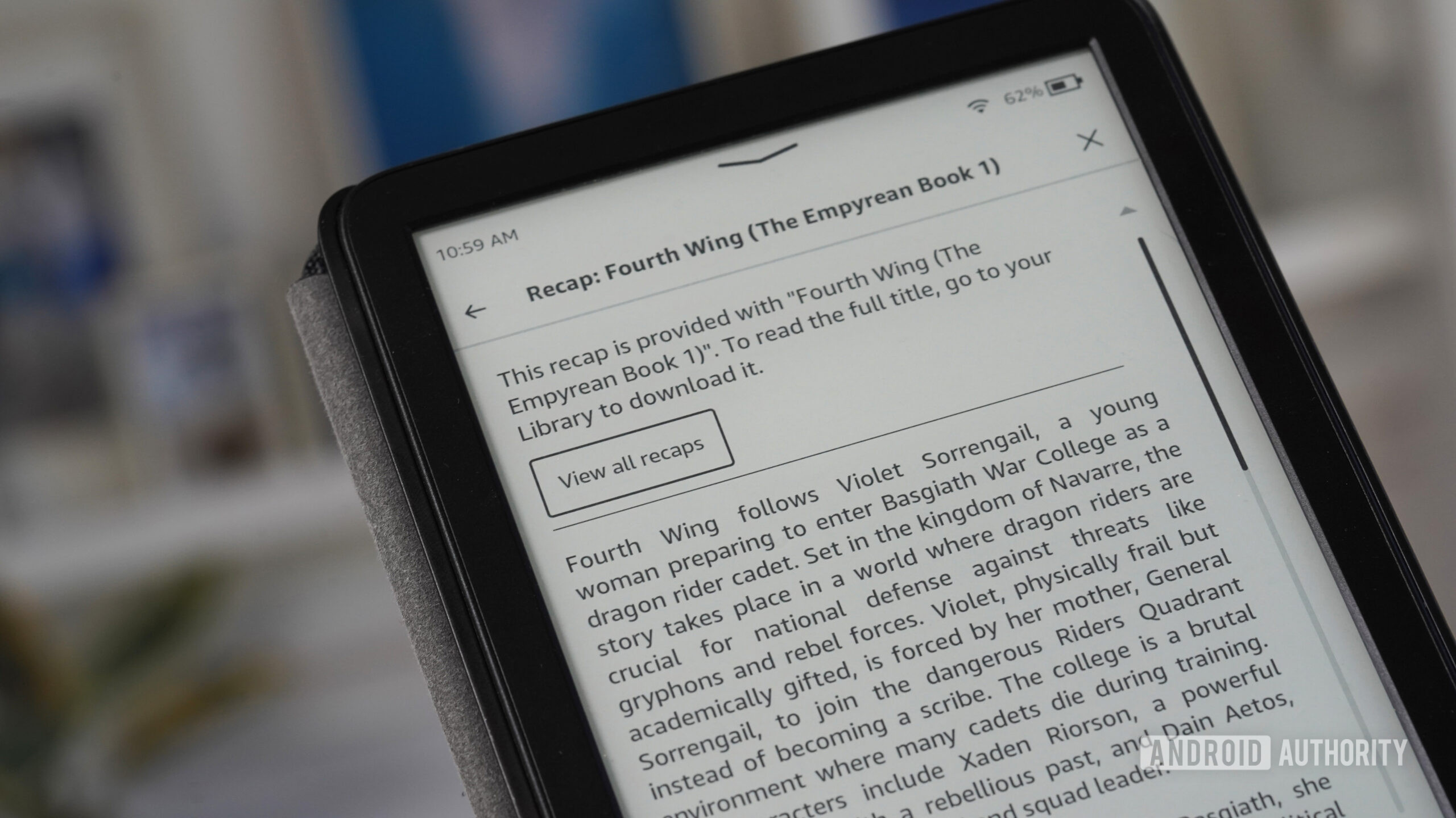 Kindle recappite o texto completo Um usuário do Kindle lê uma recapitulação da quarta ala do livro.