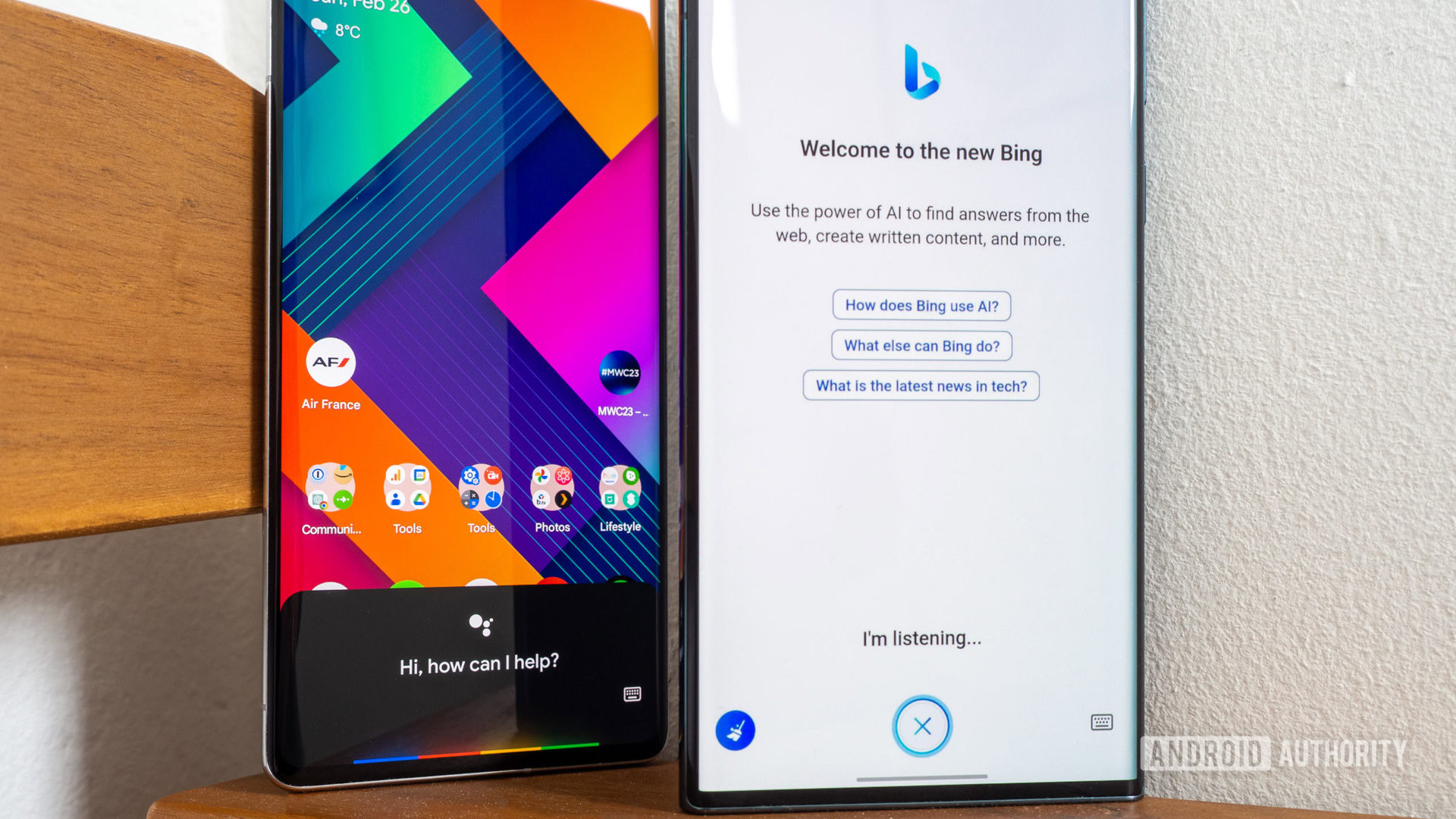 Microsoft Bing Voice Google Assistant Microsoft bing bate -papo ouvindo ao lado do Google Assistant ouvindo