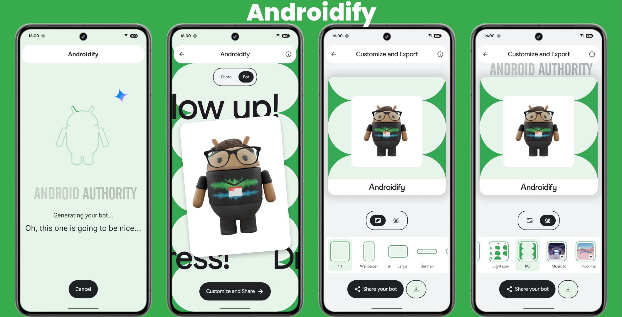 Editando um Bot Android no aplicativo Androidify Editando um Bot Android no aplicativo Androidify