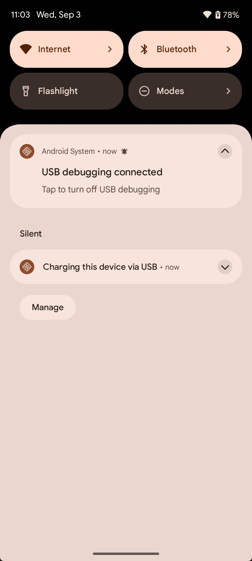 Painel de notificações no Android 16
