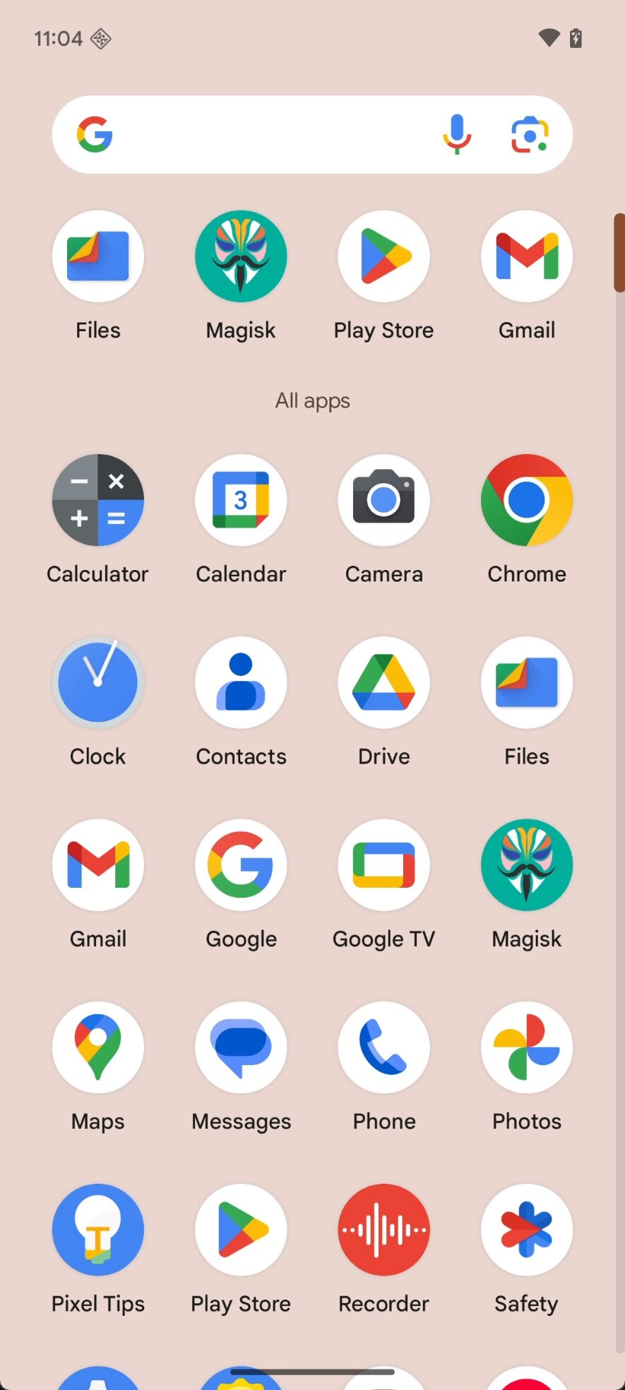 Gaveta de aplicativos no Android 16