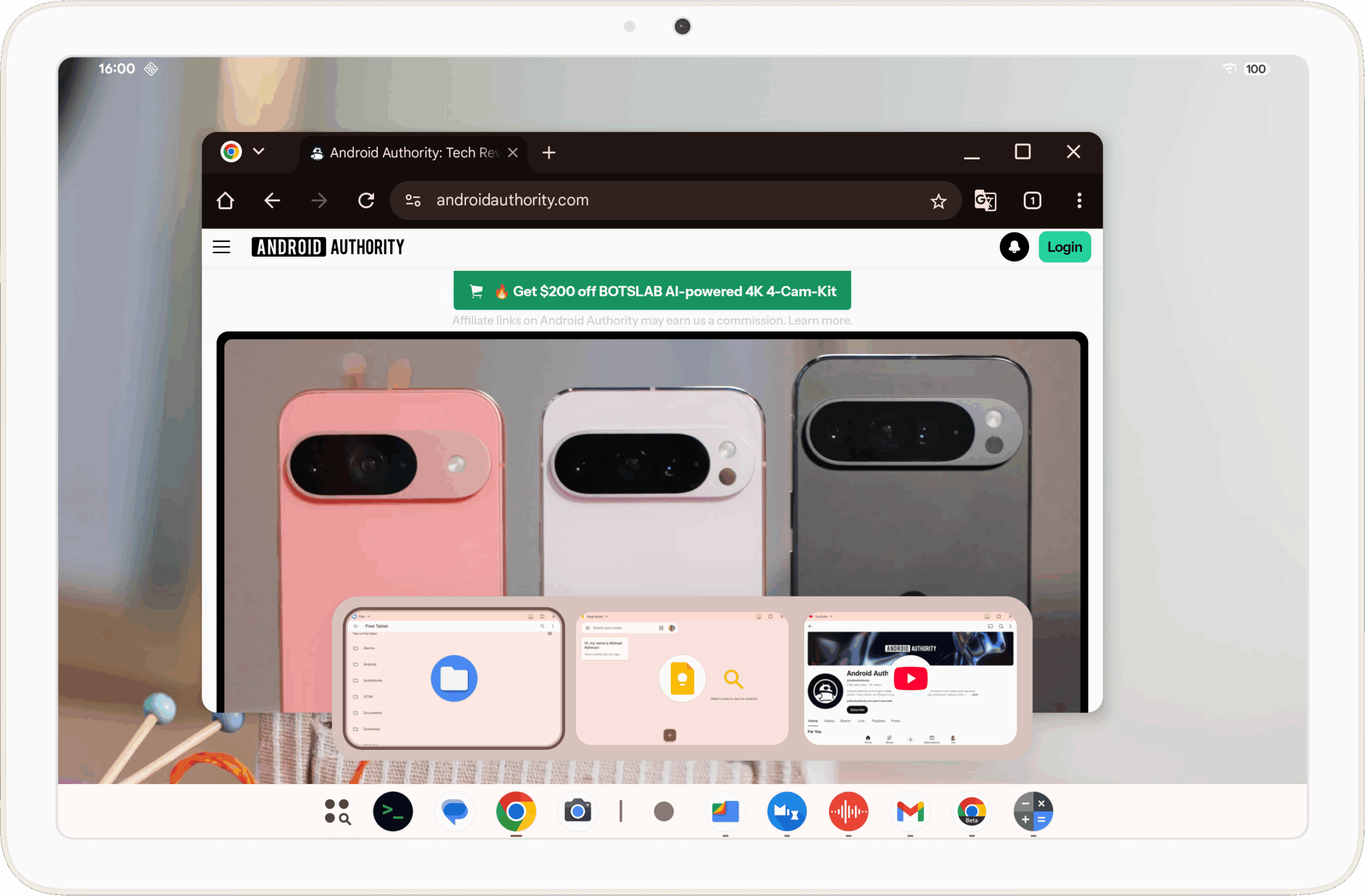 TaskBar Overflow na área de trabalho no Android 16 QPR1
