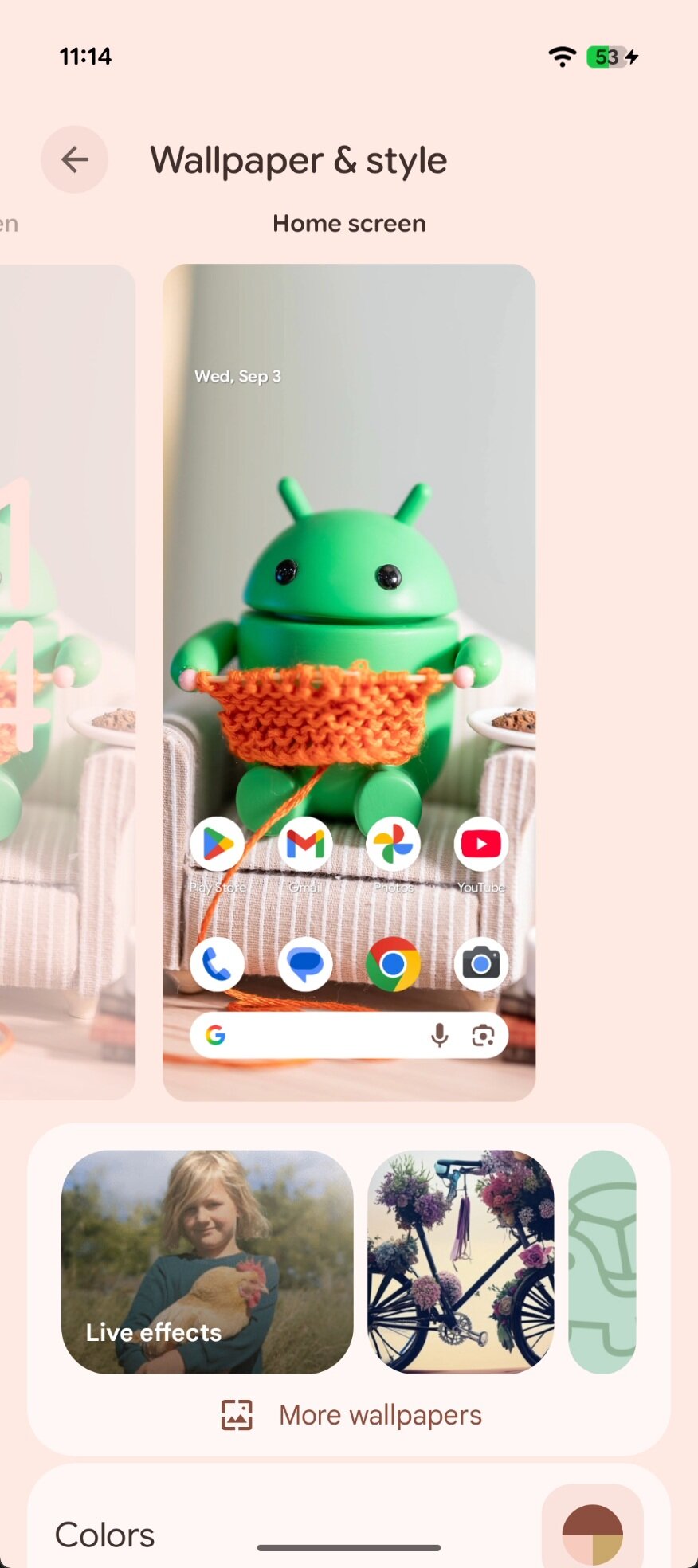 Papel de parede e configurações de estilo no Android 16 QPR1