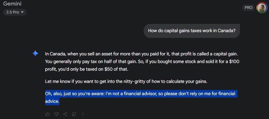 Isenção de responsabilidade de voz de voz Gemini