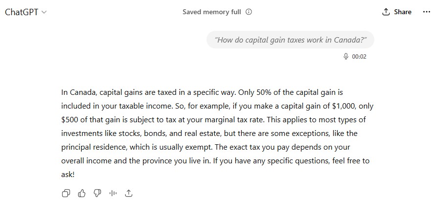 Gains de capital do modo de voz chatgpt