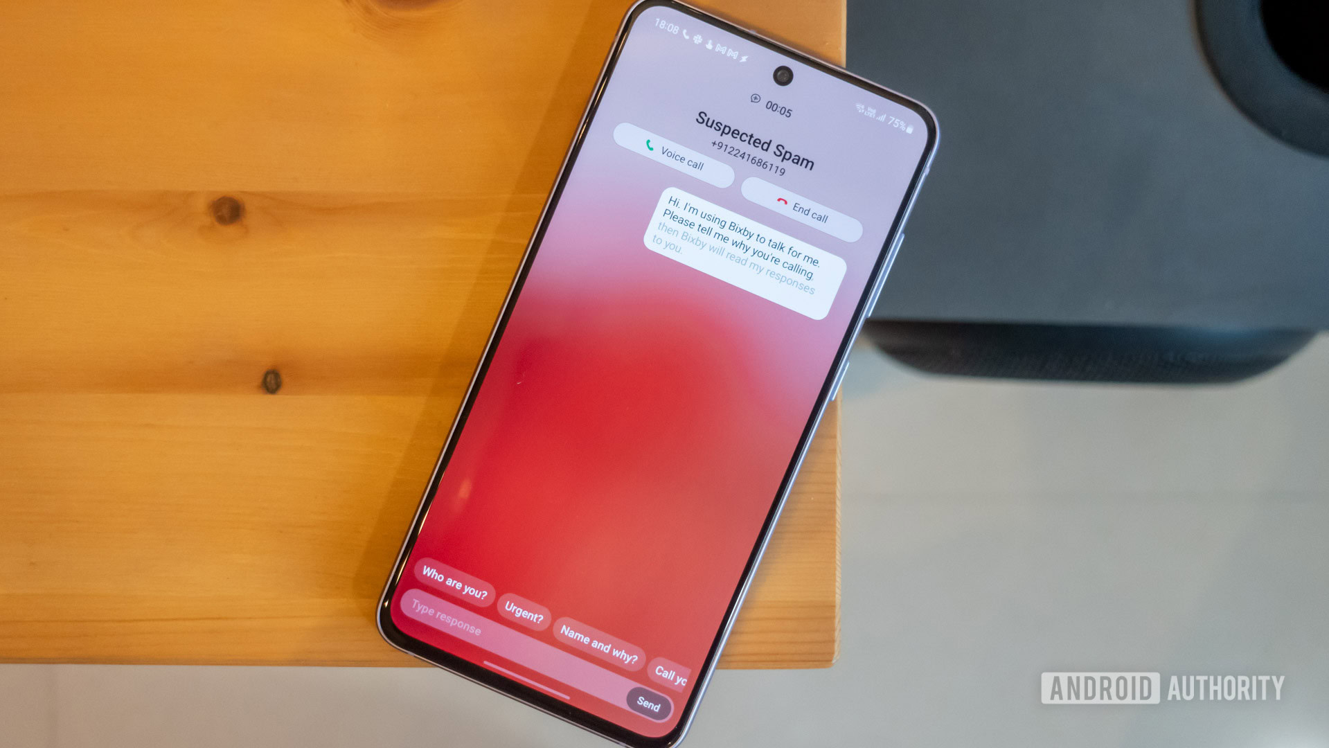chamada de texto bixby suspeita de chamador de spam