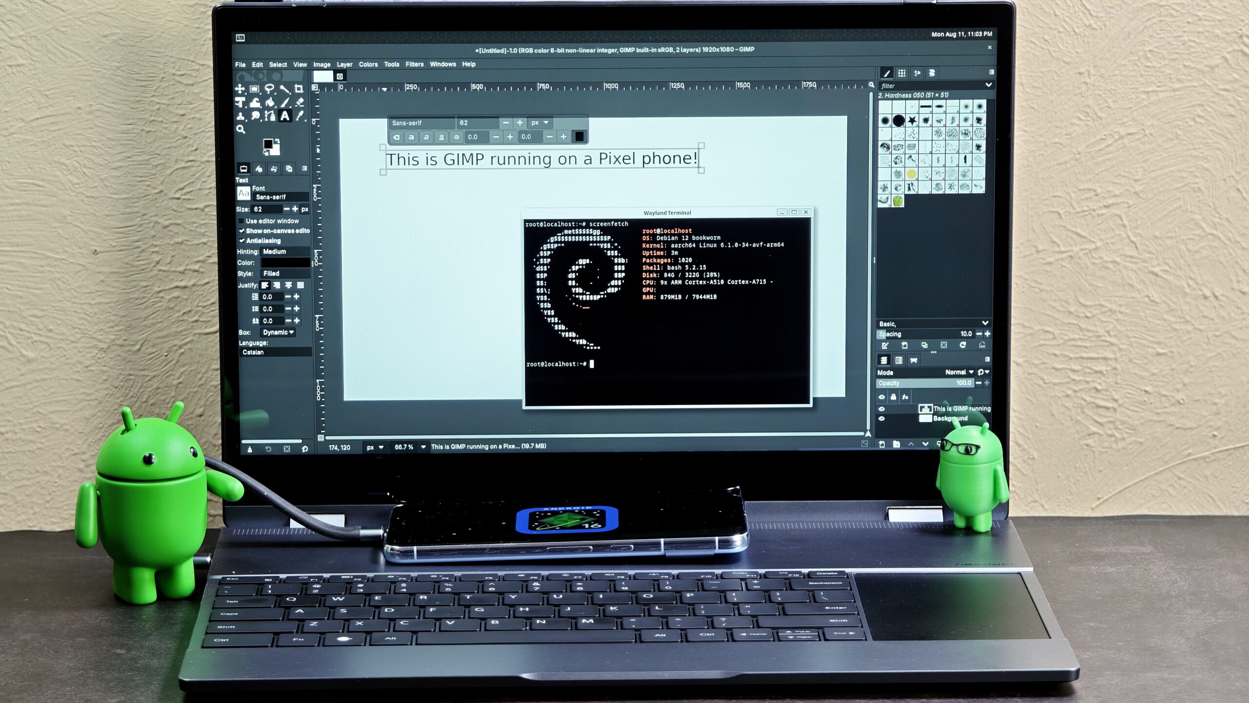 Executando aplicativos Graphica Linux em uma imagem de herói do Pixel Phone