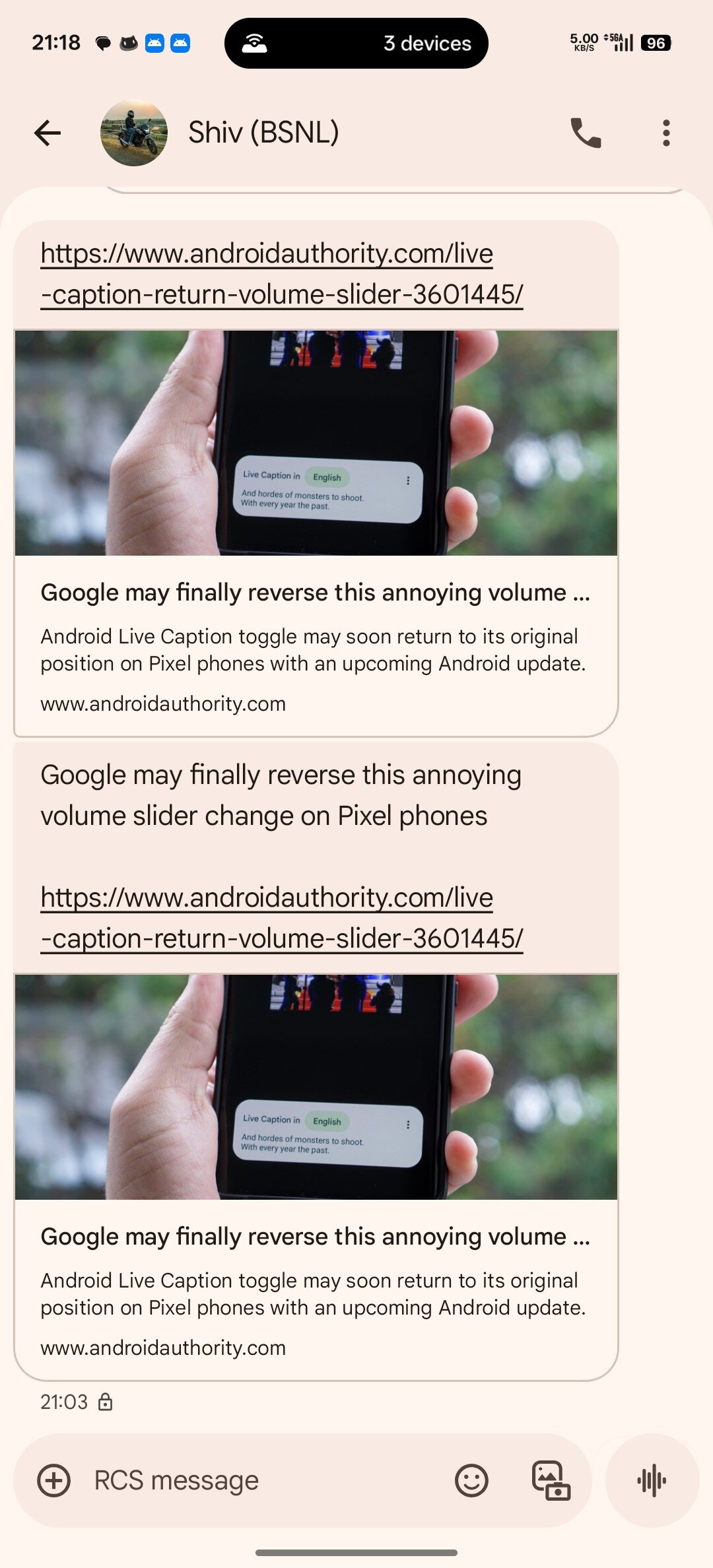 Mensagens do Google Visualizações de link 1