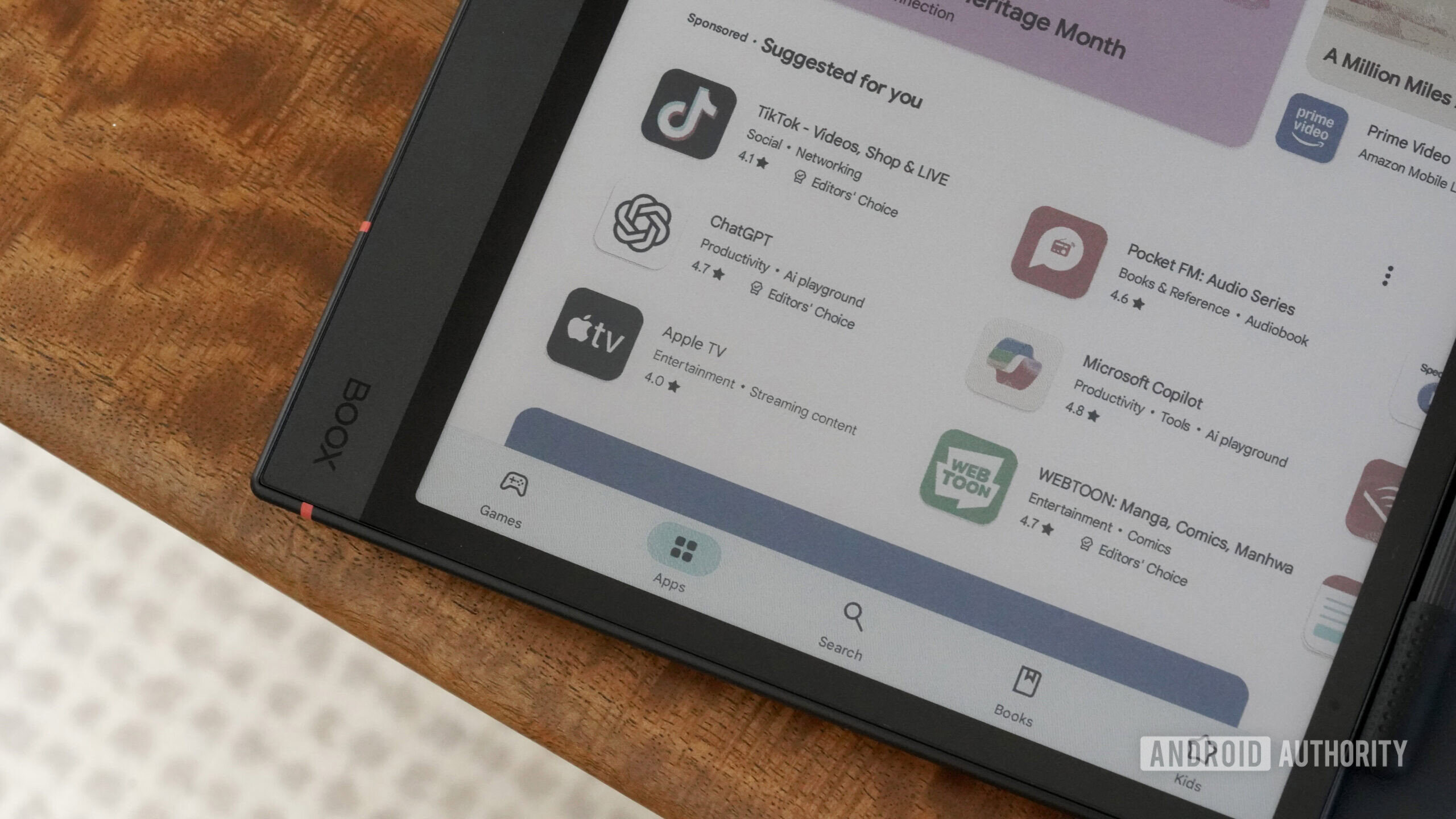 Boox App Store Um Boox exibe a loja do Google Play.