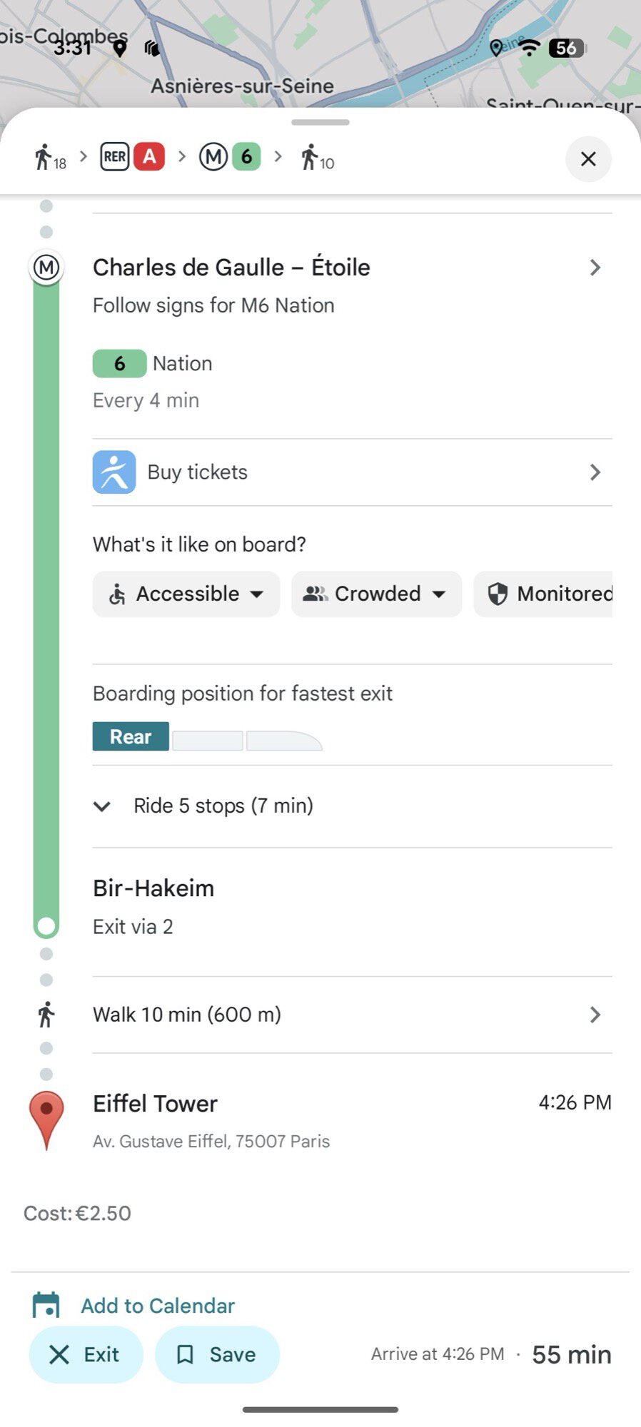 Google Maps ScreenShot Transporte público Instruções antigas