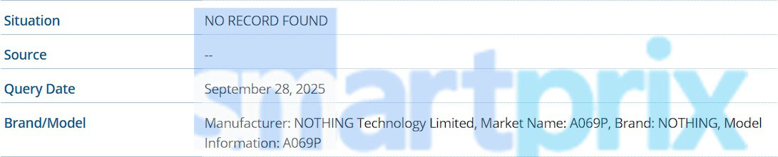 Nothing Telefone 4A Pro SmartPrix IMEI Listagem de banco de dados Nothing Telefone 4A Pro SmartPrix IMEI Listagem de banco de dados