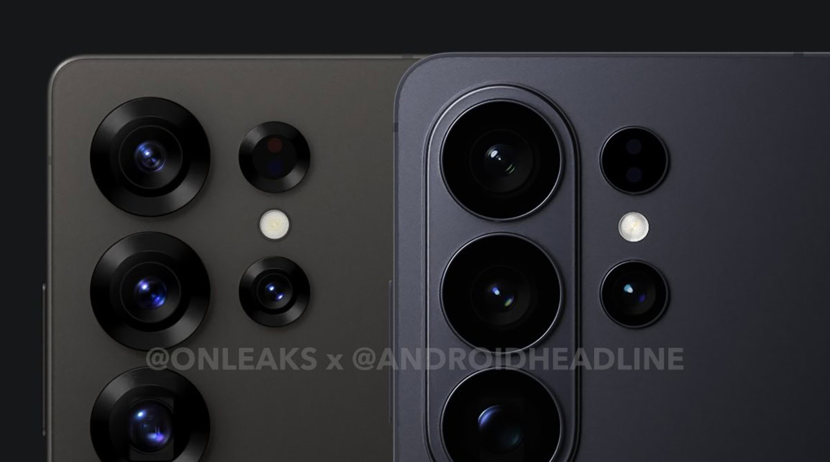 Samsung Galaxy S26 Ultra Cad Render vs Galaxy S25 Câmeras