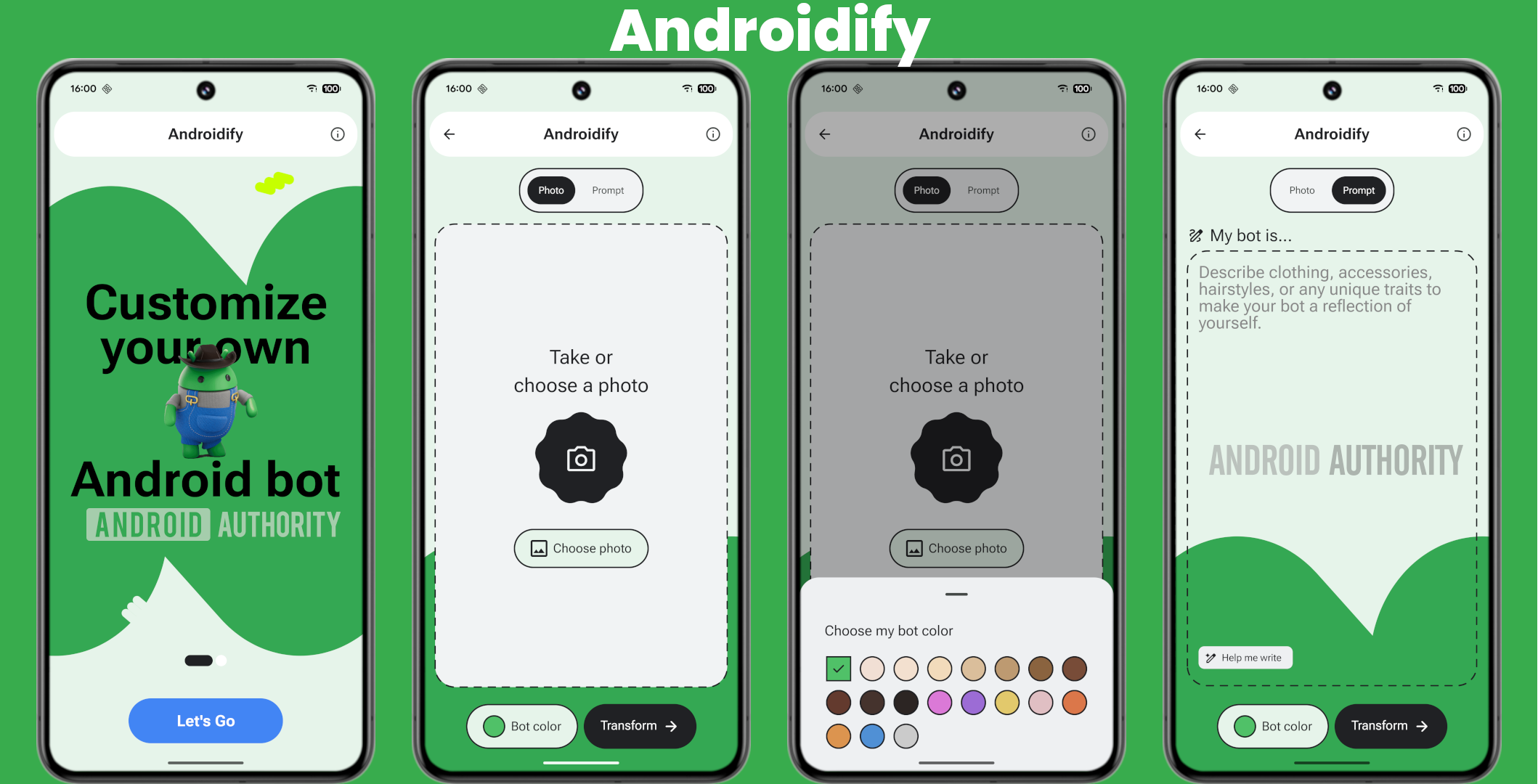 Criando um bot Android no aplicativo Androidify Criando um bot Android no aplicativo Androidify