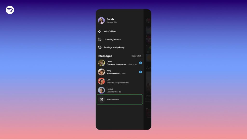 As mensagens do Spotify podem revelar seu perfil a qualquer pessoa com quem você já compartilhou música