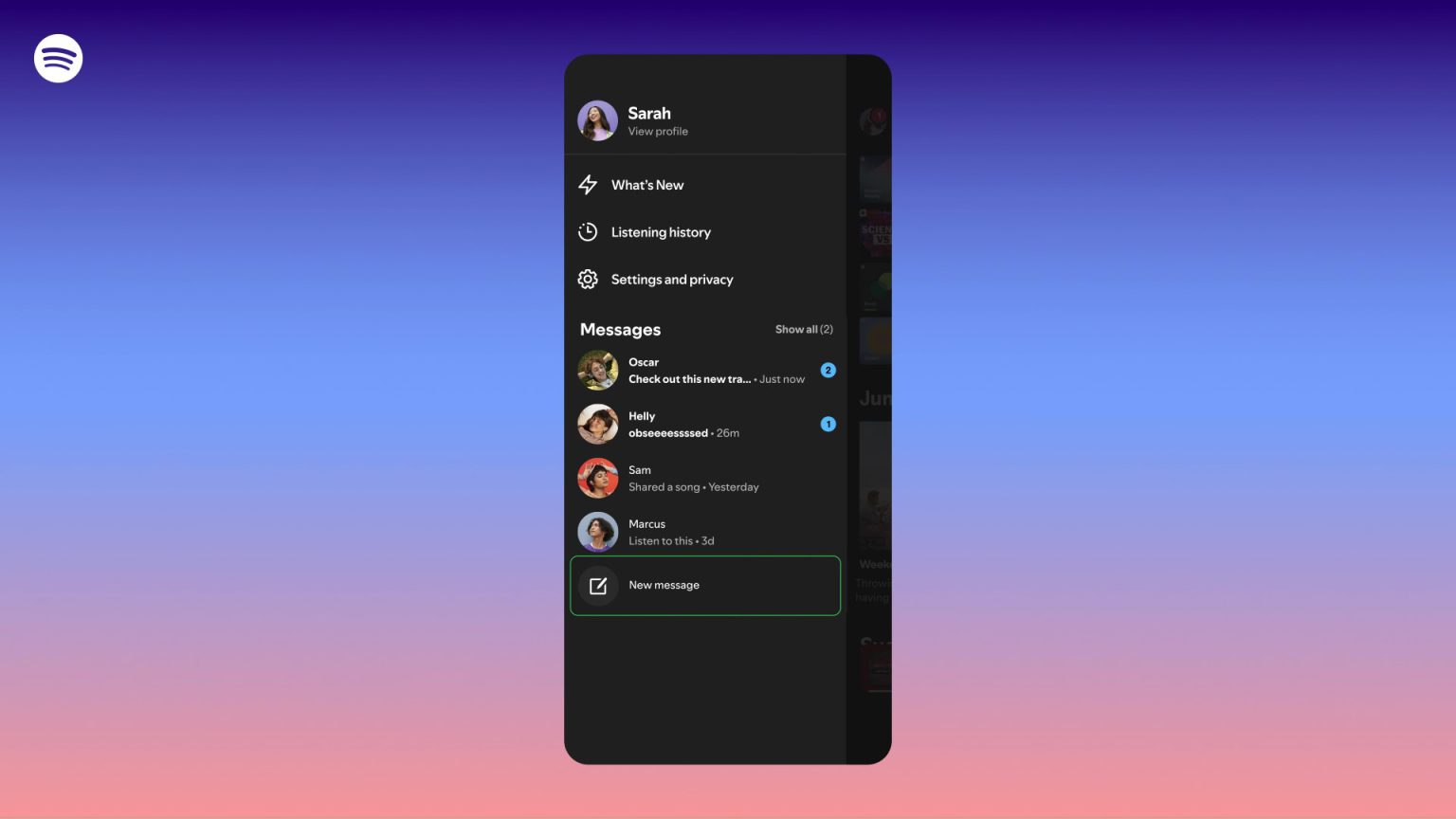 As mensagens do Spotify podem revelar seu perfil a qualquer pessoa com quem você já compartilhou música